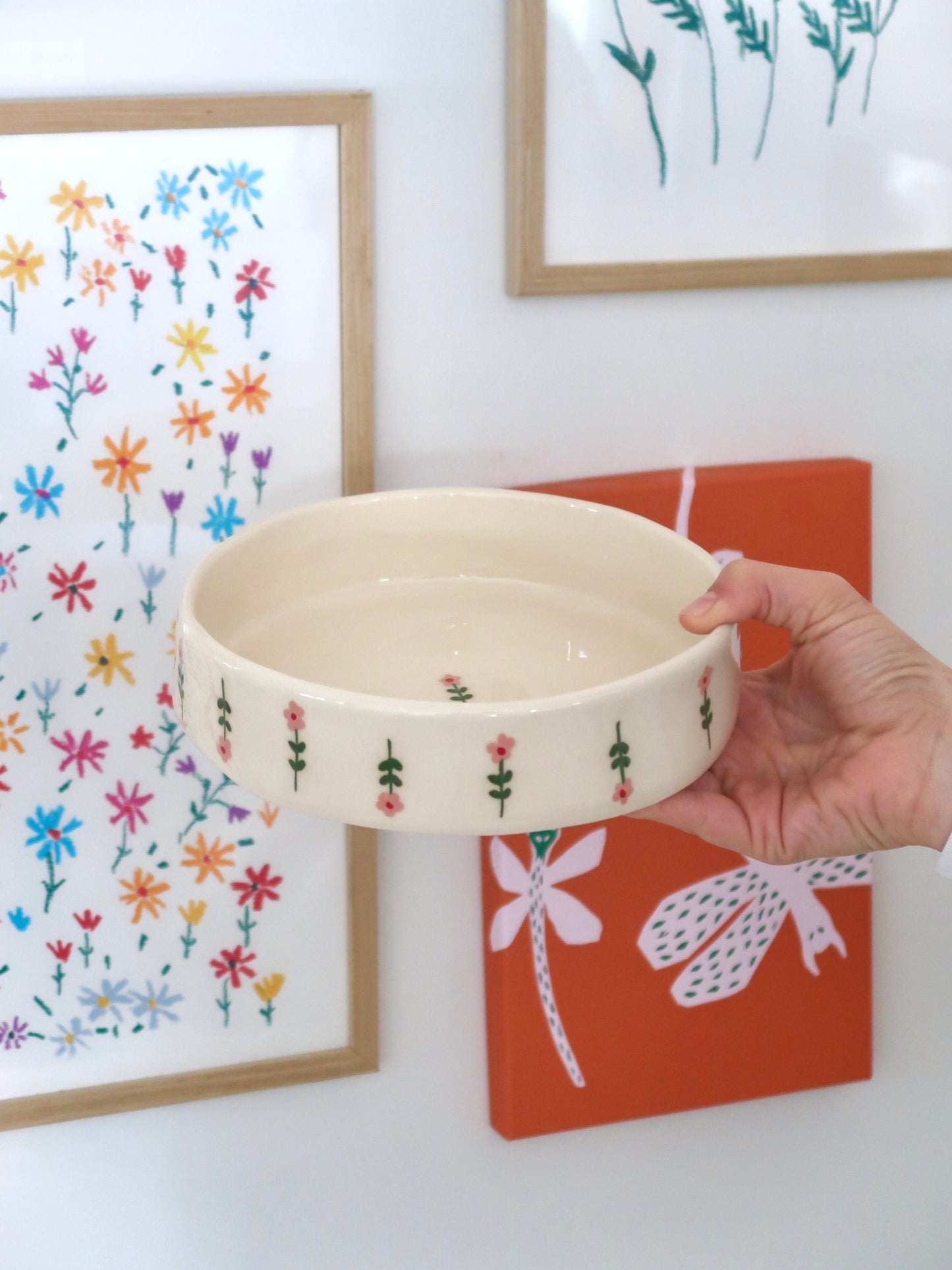 Bowl with pink flowers - medium size