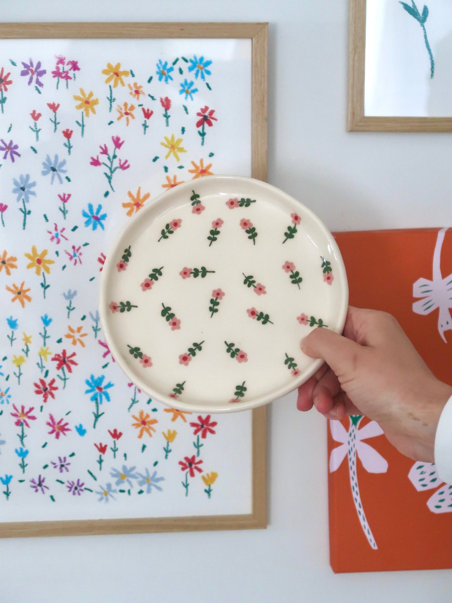 Breakfast/ dessert plate with pink flowers