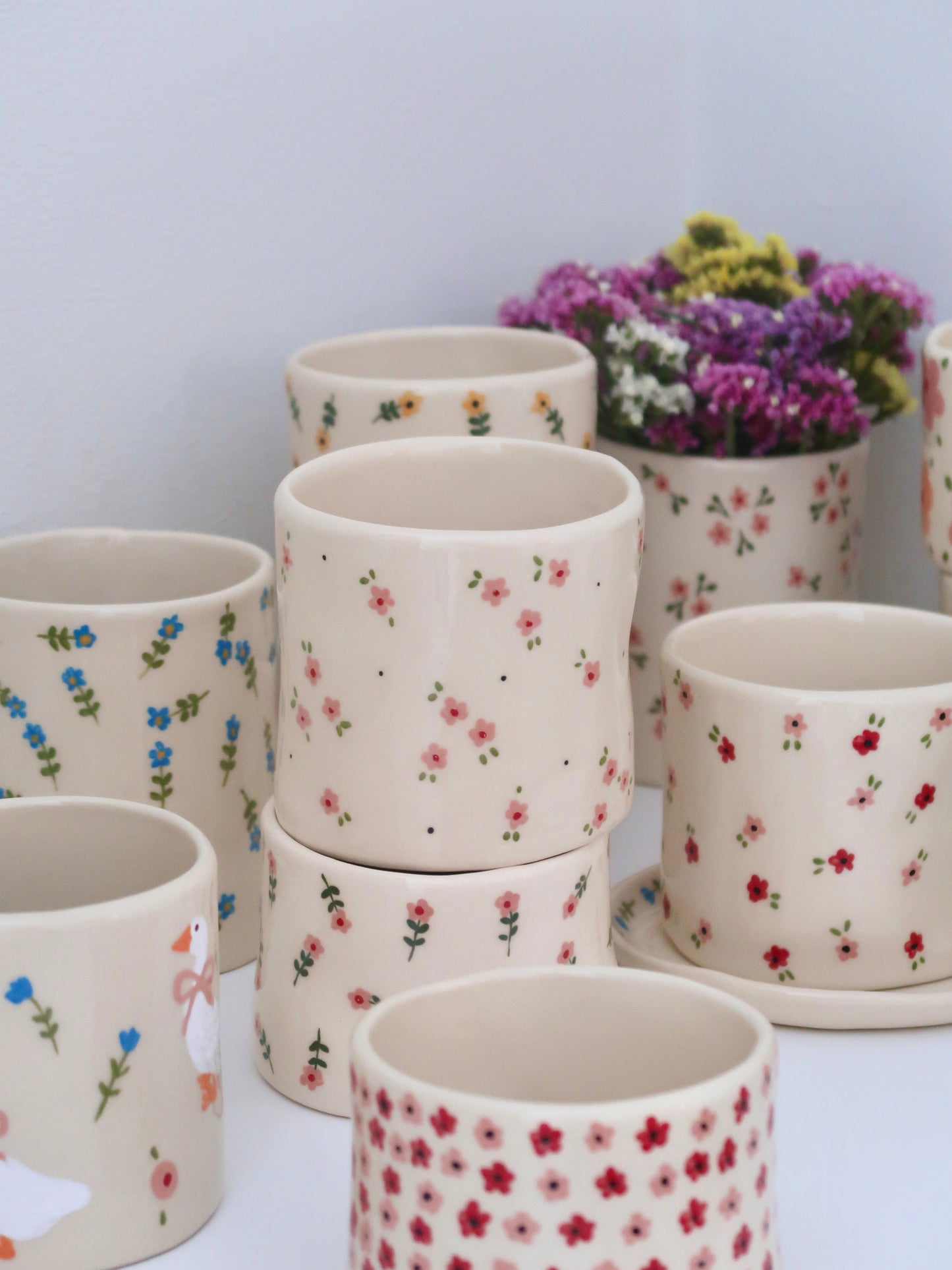 Vase with pink flowers - medium vase