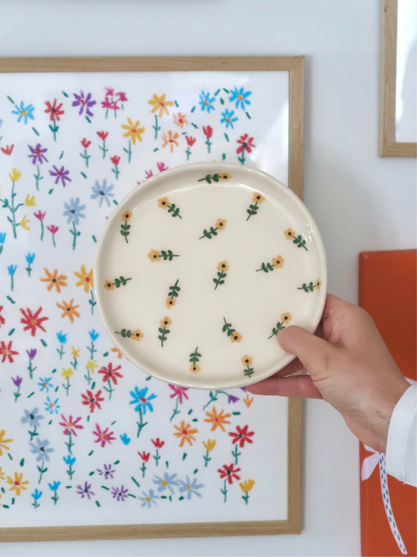 Breakfast/ dessert plate with yellow flowers