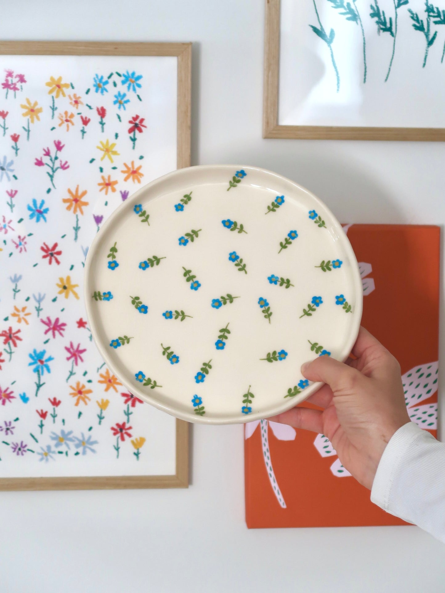 Plate with blue flowers