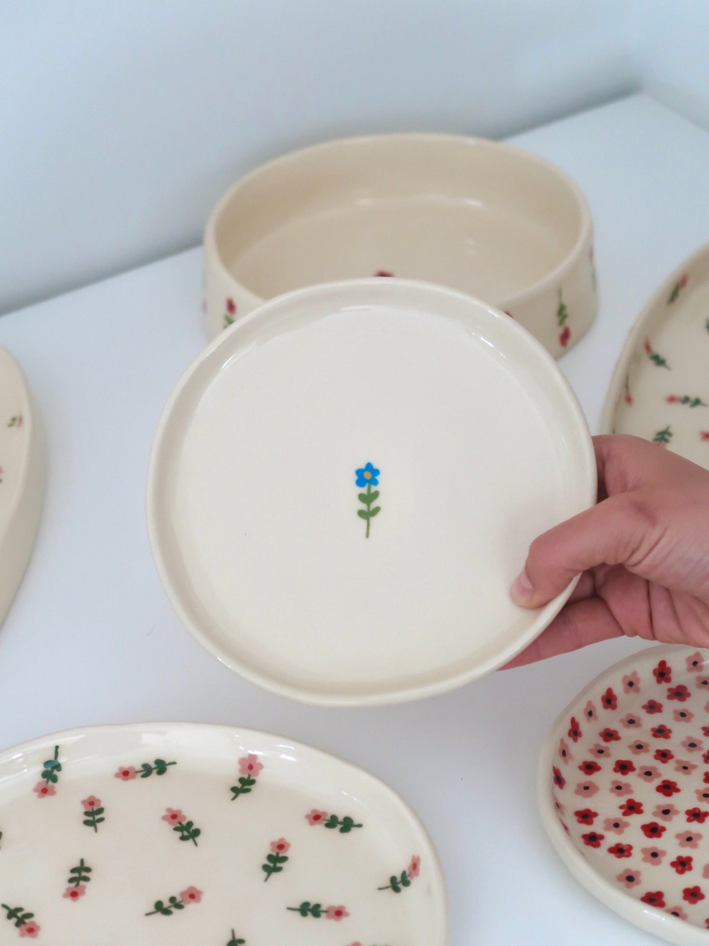 Breakfast/ dessert plate with blue flowers