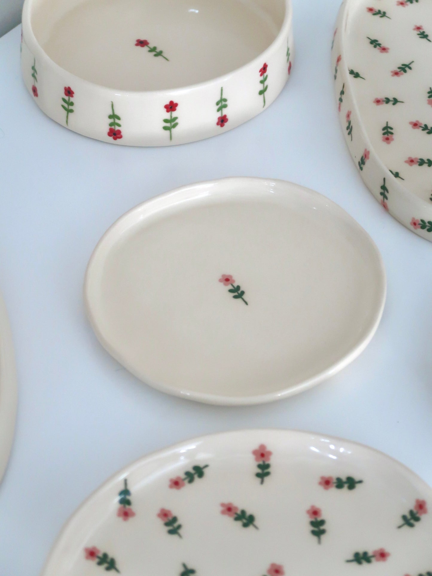 Breakfast/ dessert plate with pink flowers