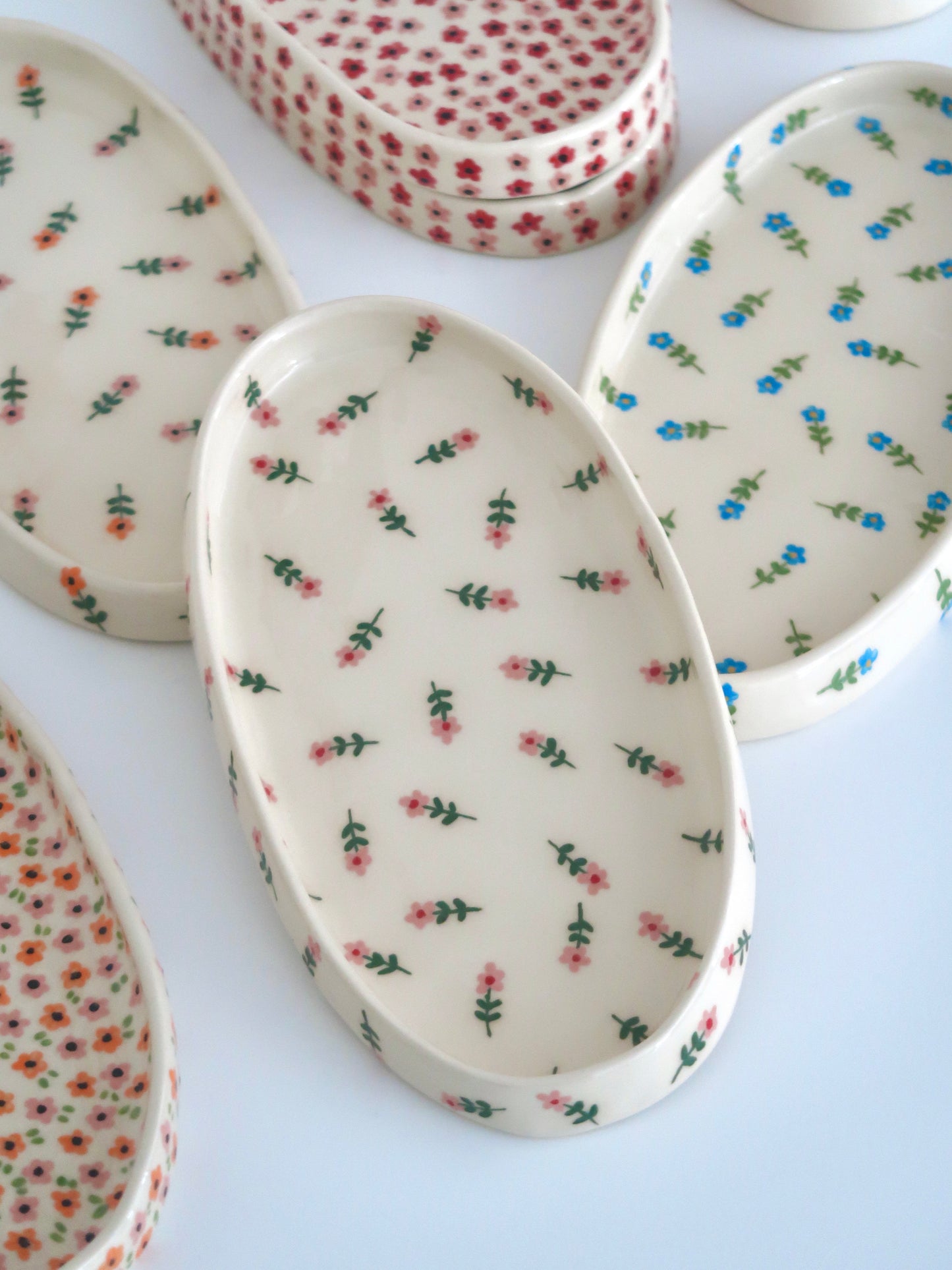 Platter with blue flowers