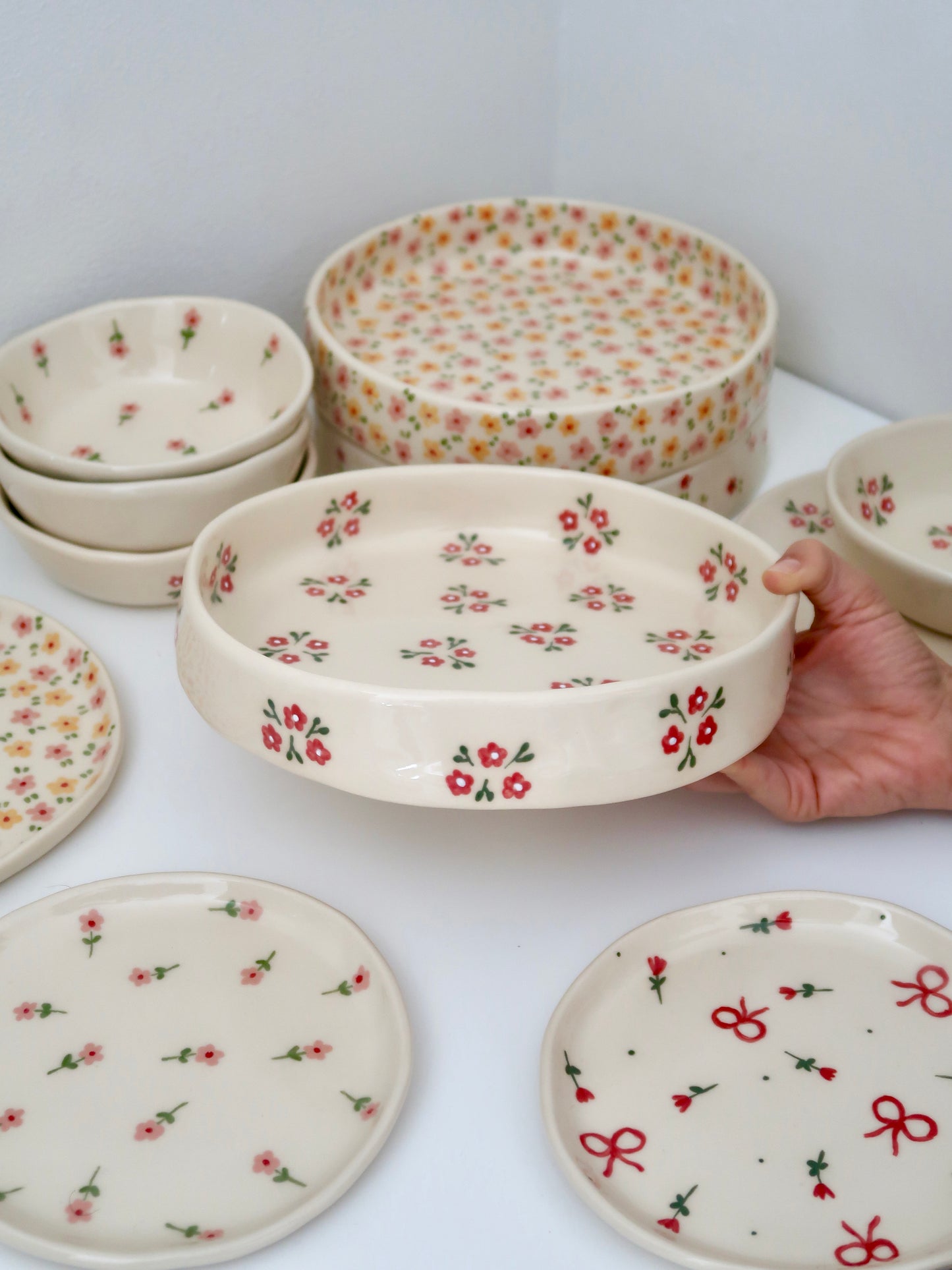 Large bowl with red flowers