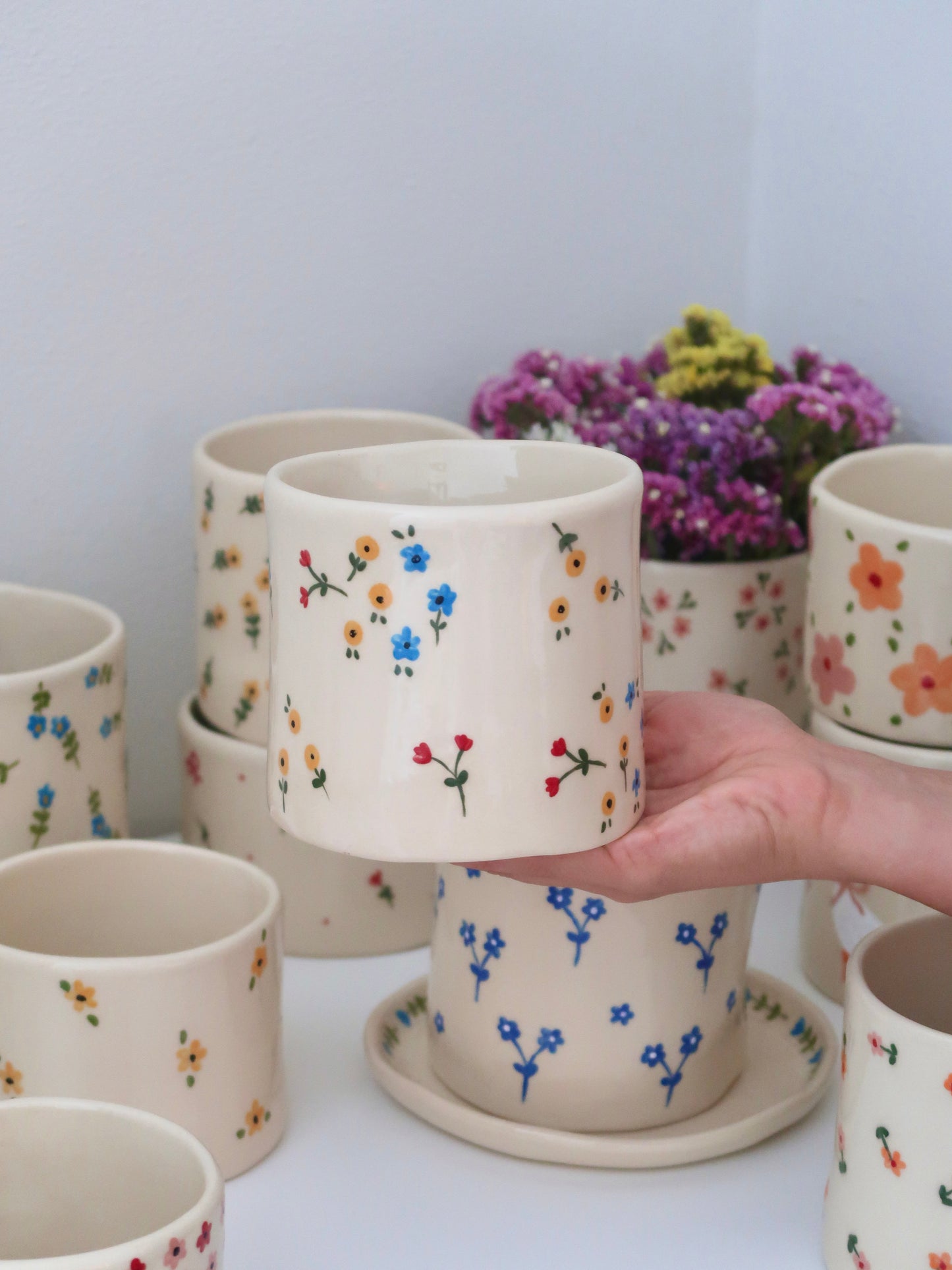 Vase with multicolor flowers - medium size