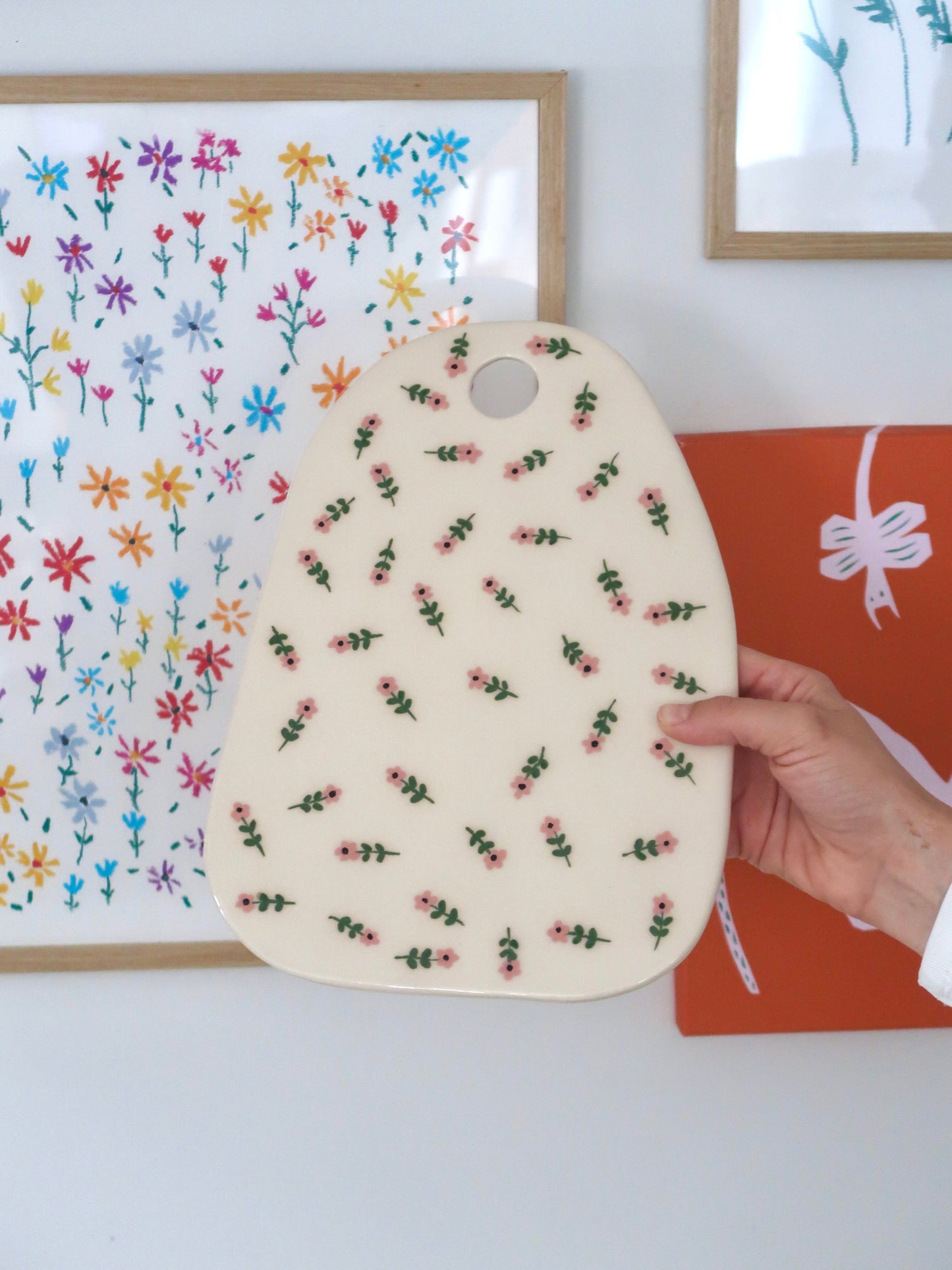 Kitchen Board with pink flowers
