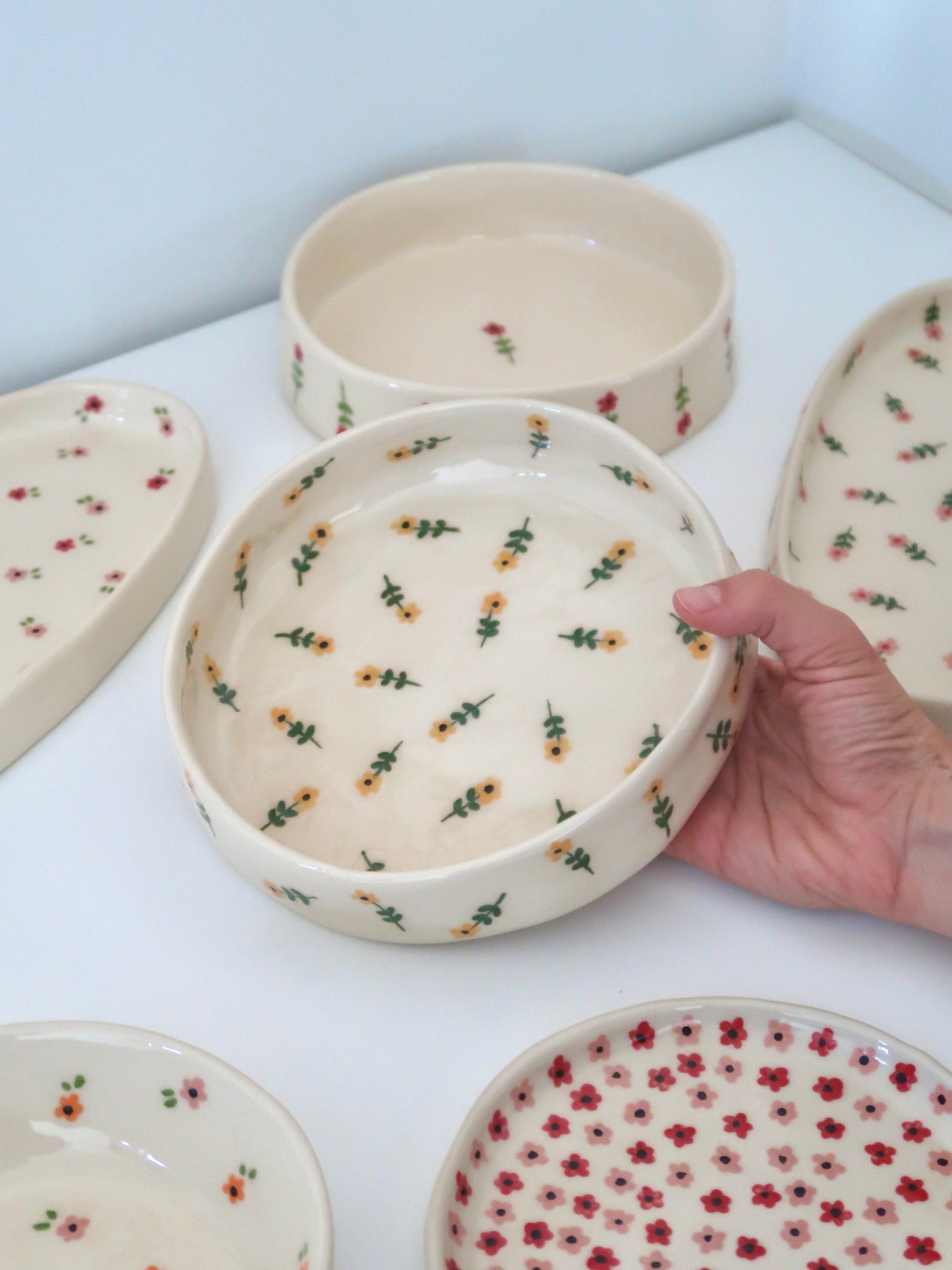 Bowl with yellow flowers - medium size