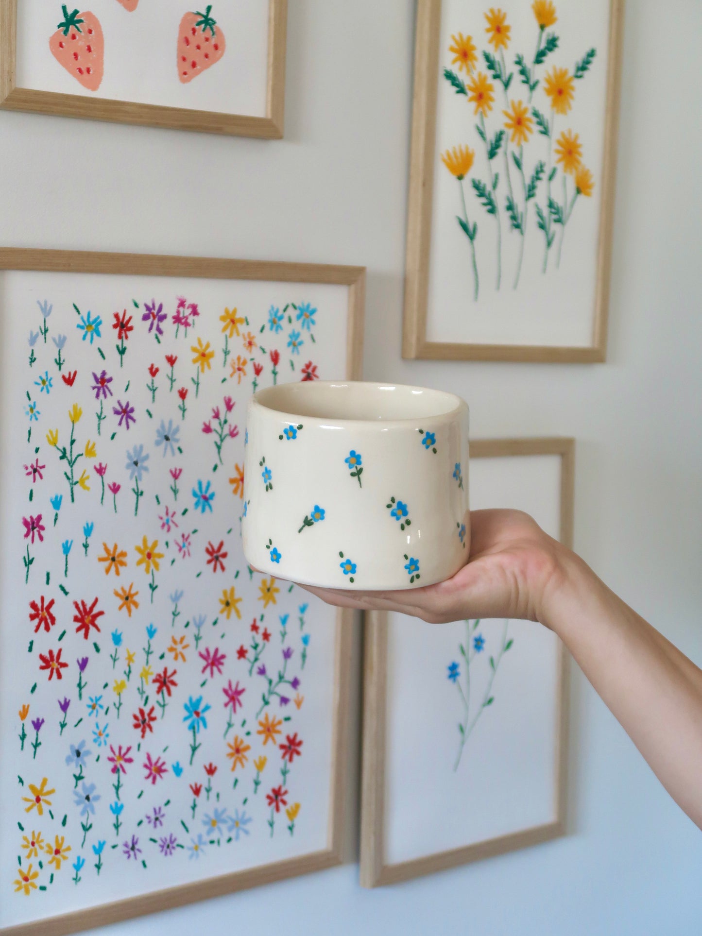 Vase with blue flowers