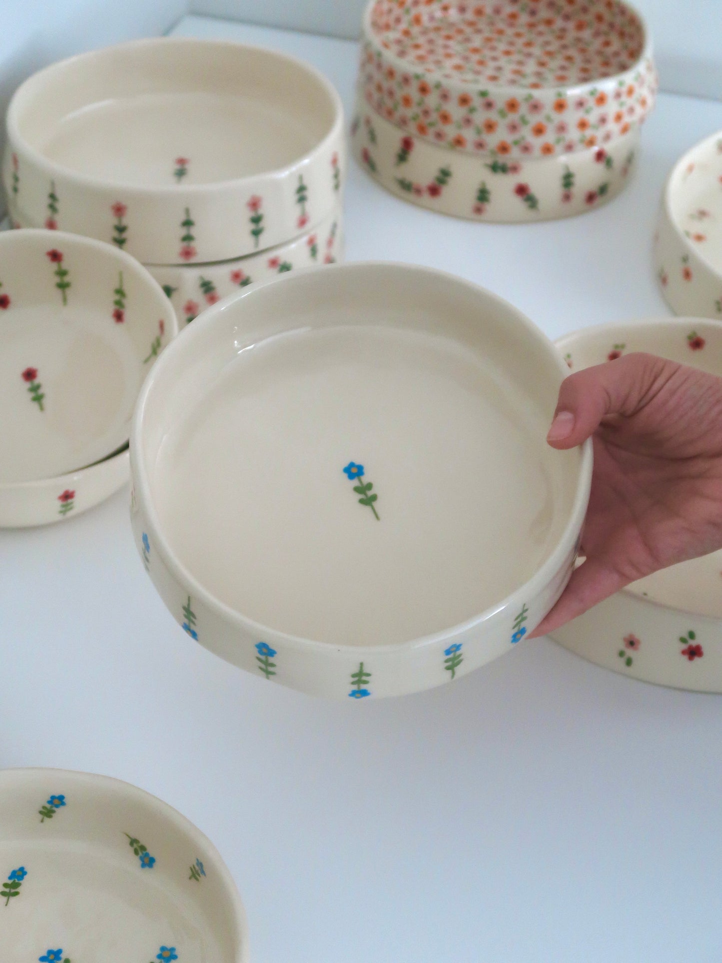 Bowl with blue flowers - medium size