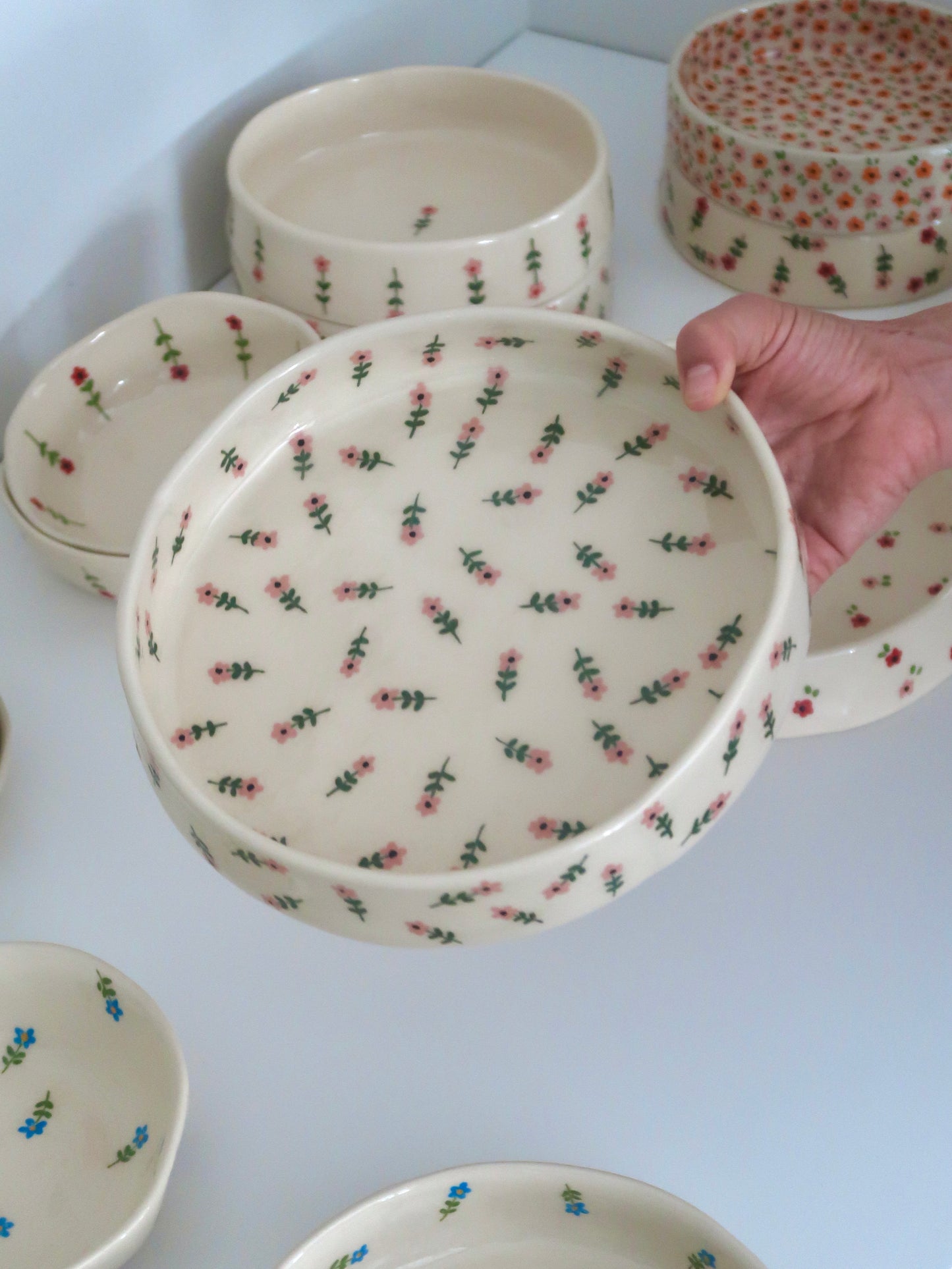 Large bowl with pink flowers