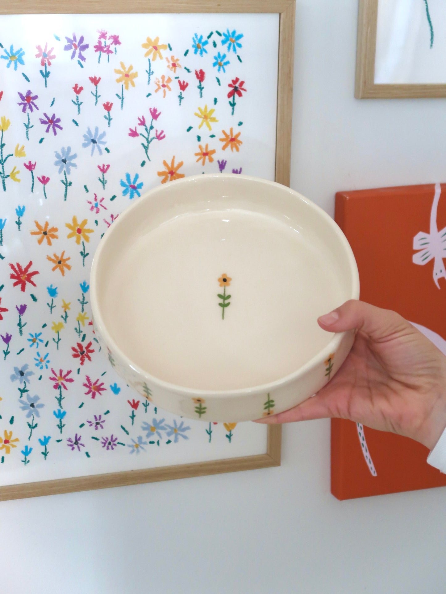 Bowl with yellow flowers - medium size