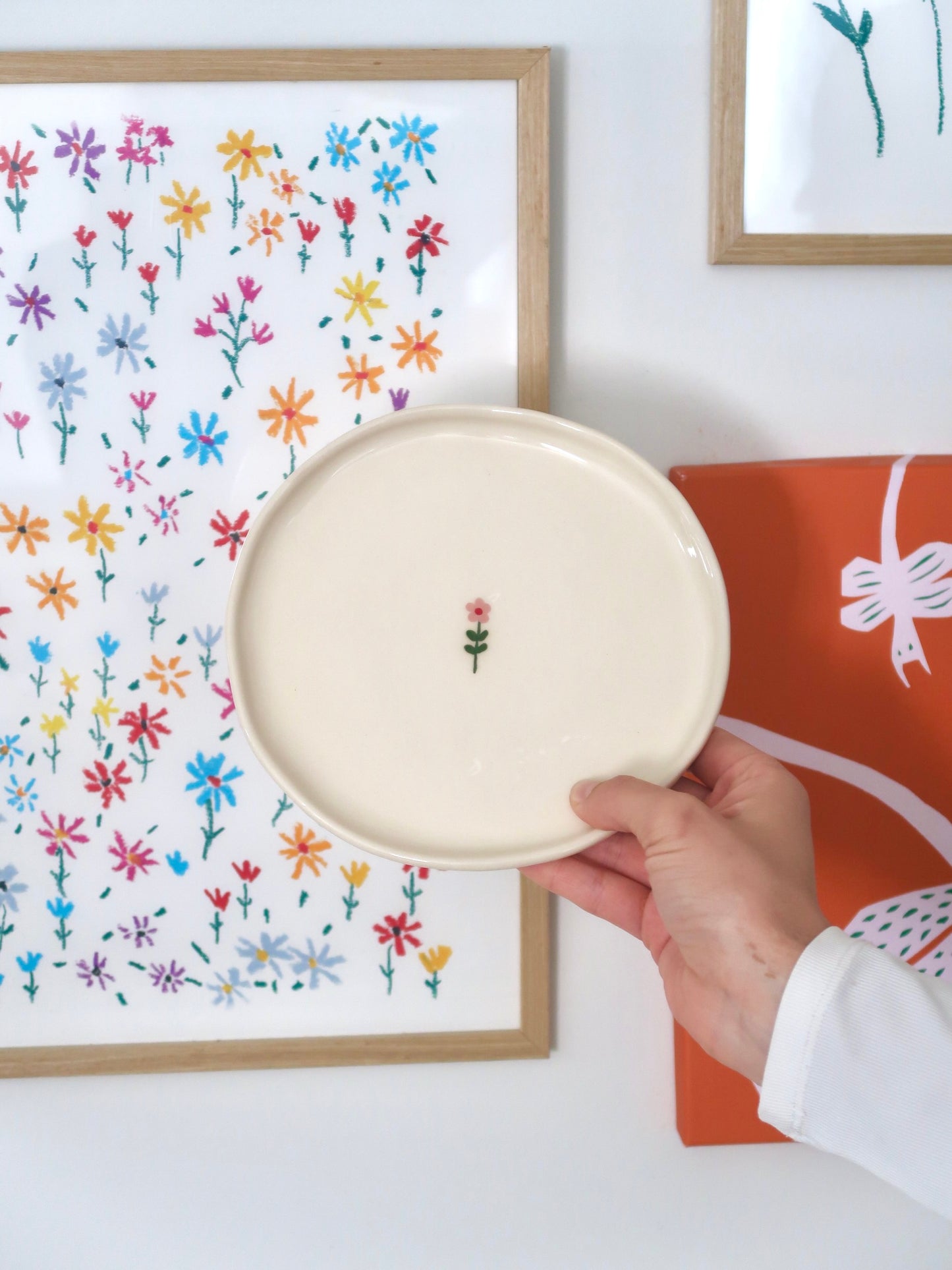 Breakfast/ dessert plate with pink flowers