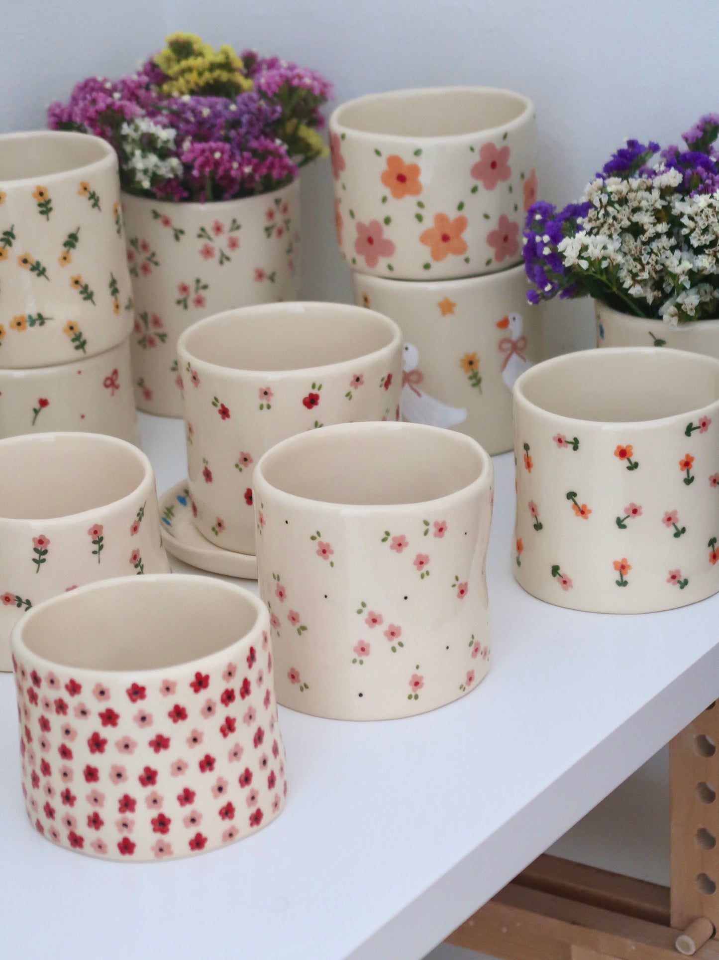 Vase with pink flowers - medium vase