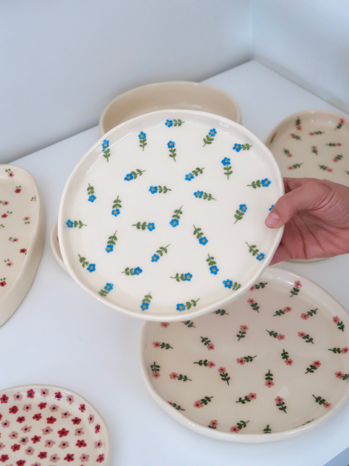 Plate with blue flowers