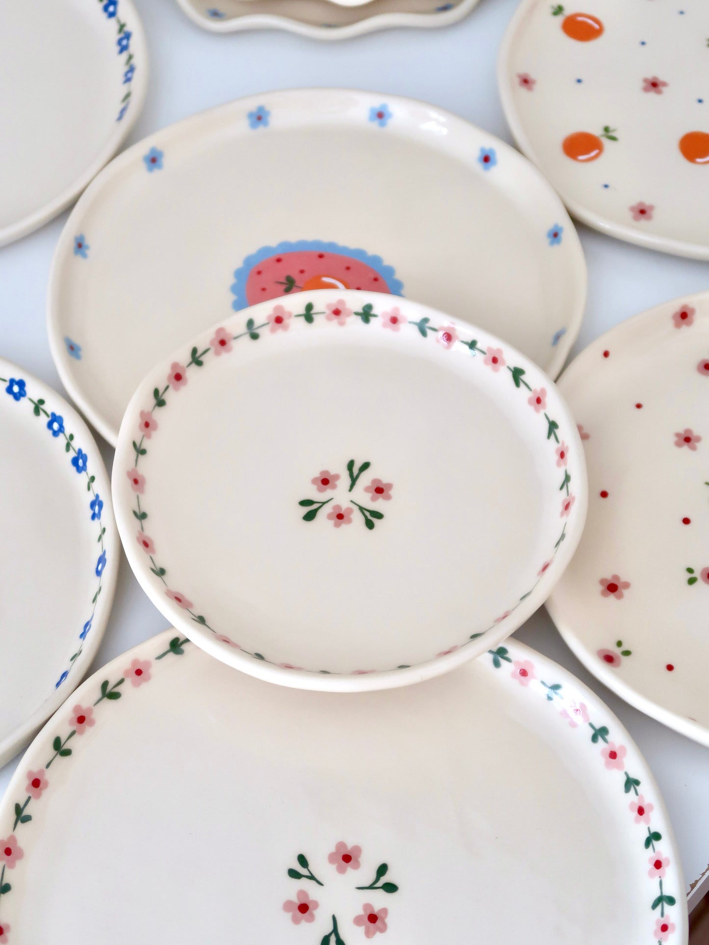 Breakfast/ dessert plate with pink flowers
