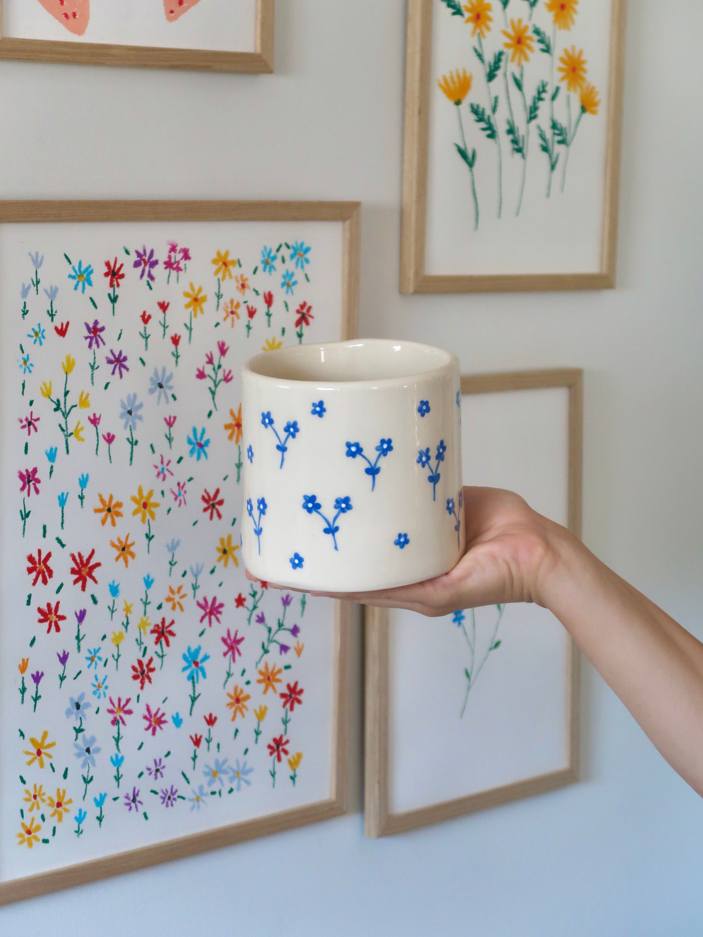 Vase with blue flowers - medium vase