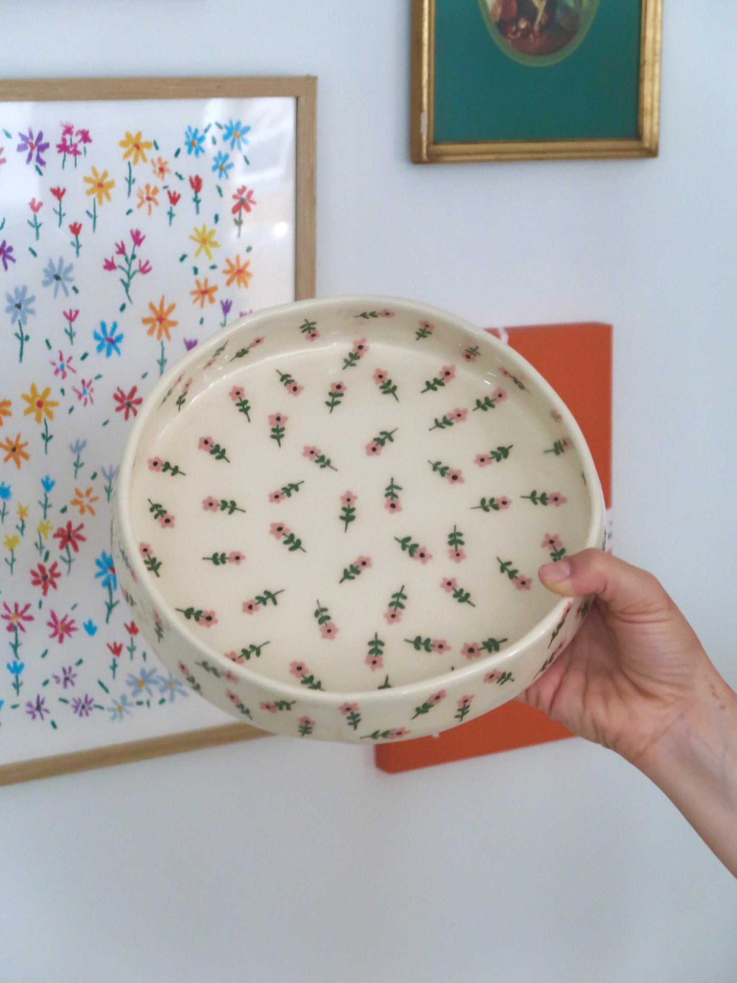 Large bowl with pink flowers