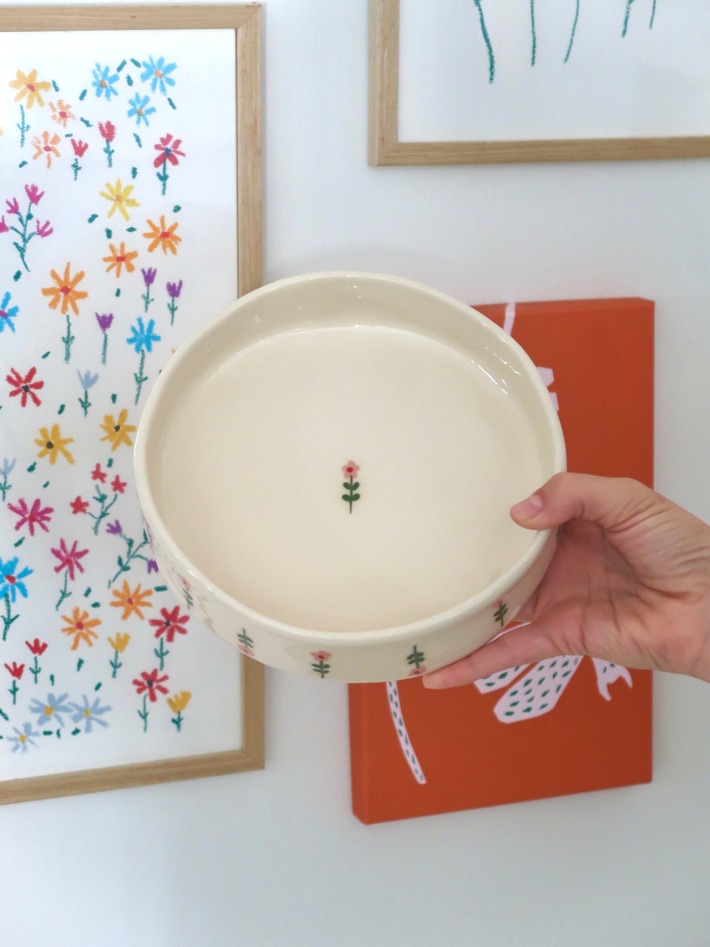 Bowl with pink flowers - medium size