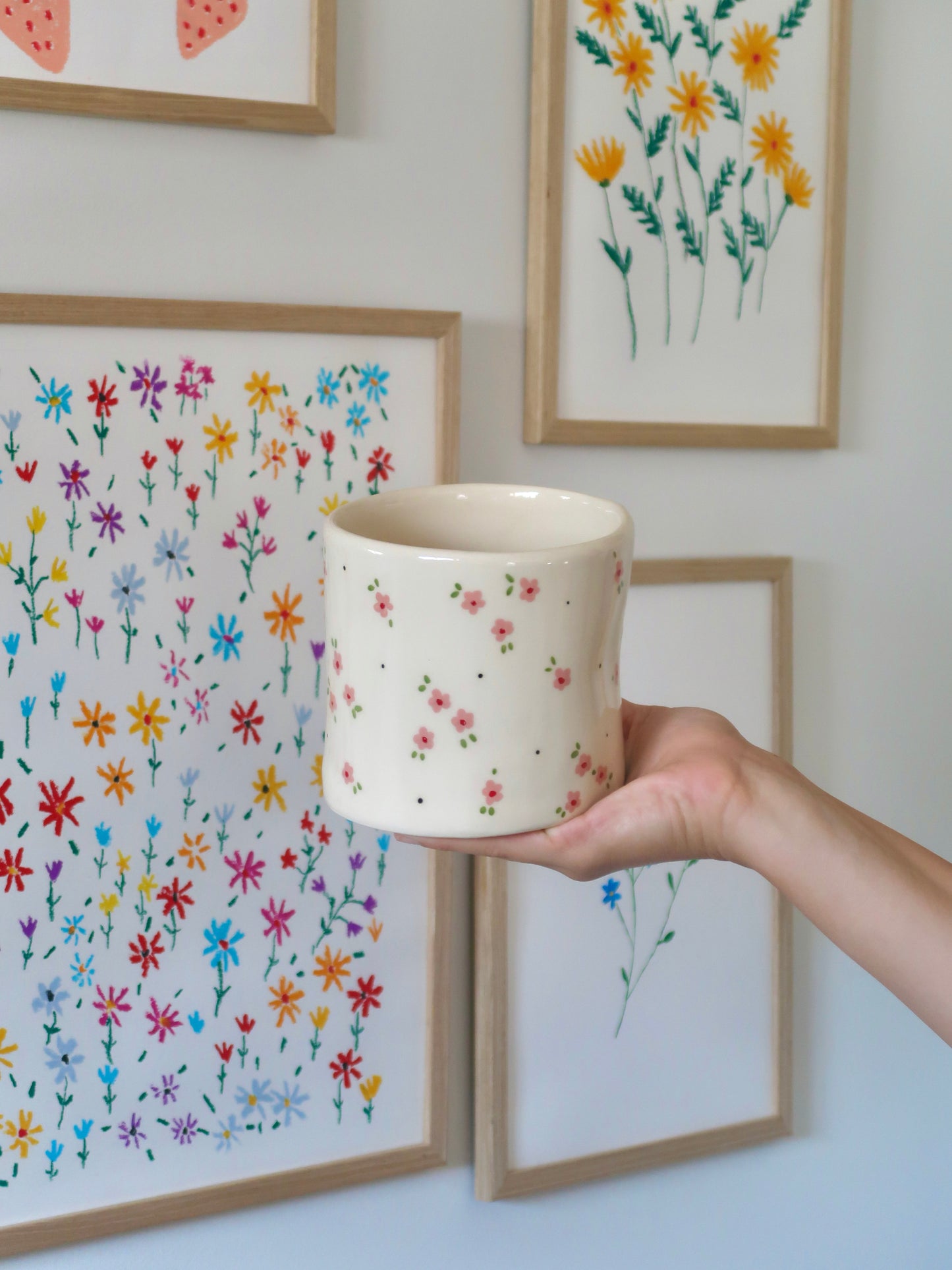 Vase with pink flowers - medium vase