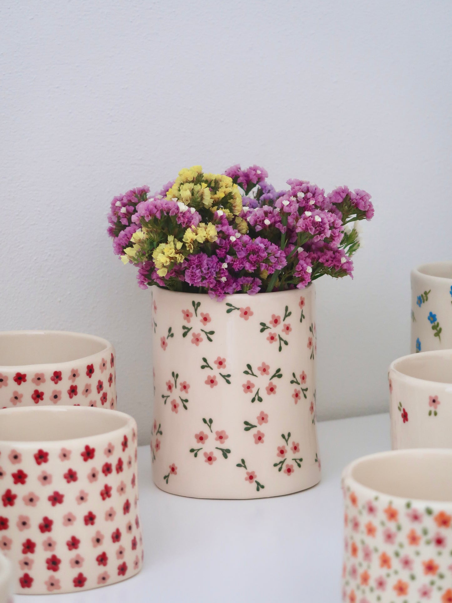 Vase with pink flowers - big size