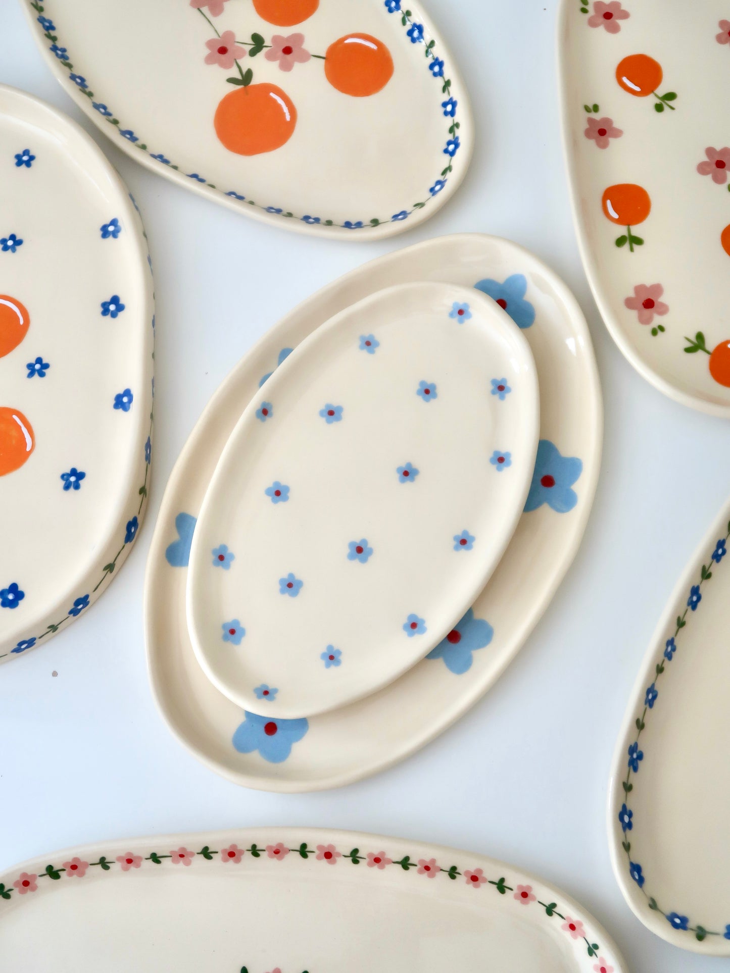 Platter with blue flowers