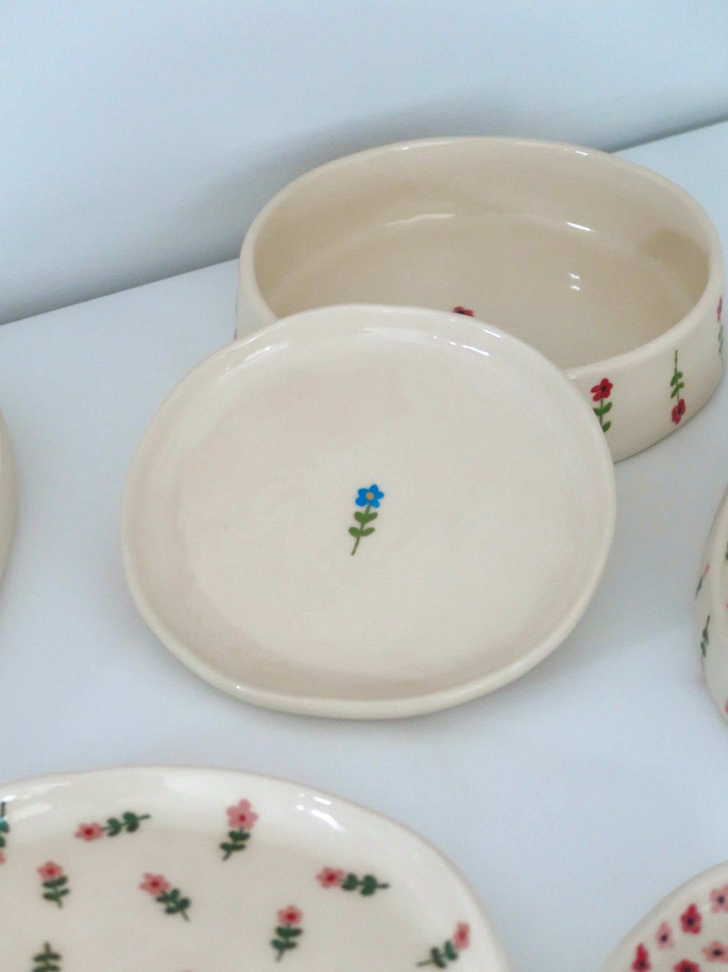 Breakfast/ dessert plate with blue flowers