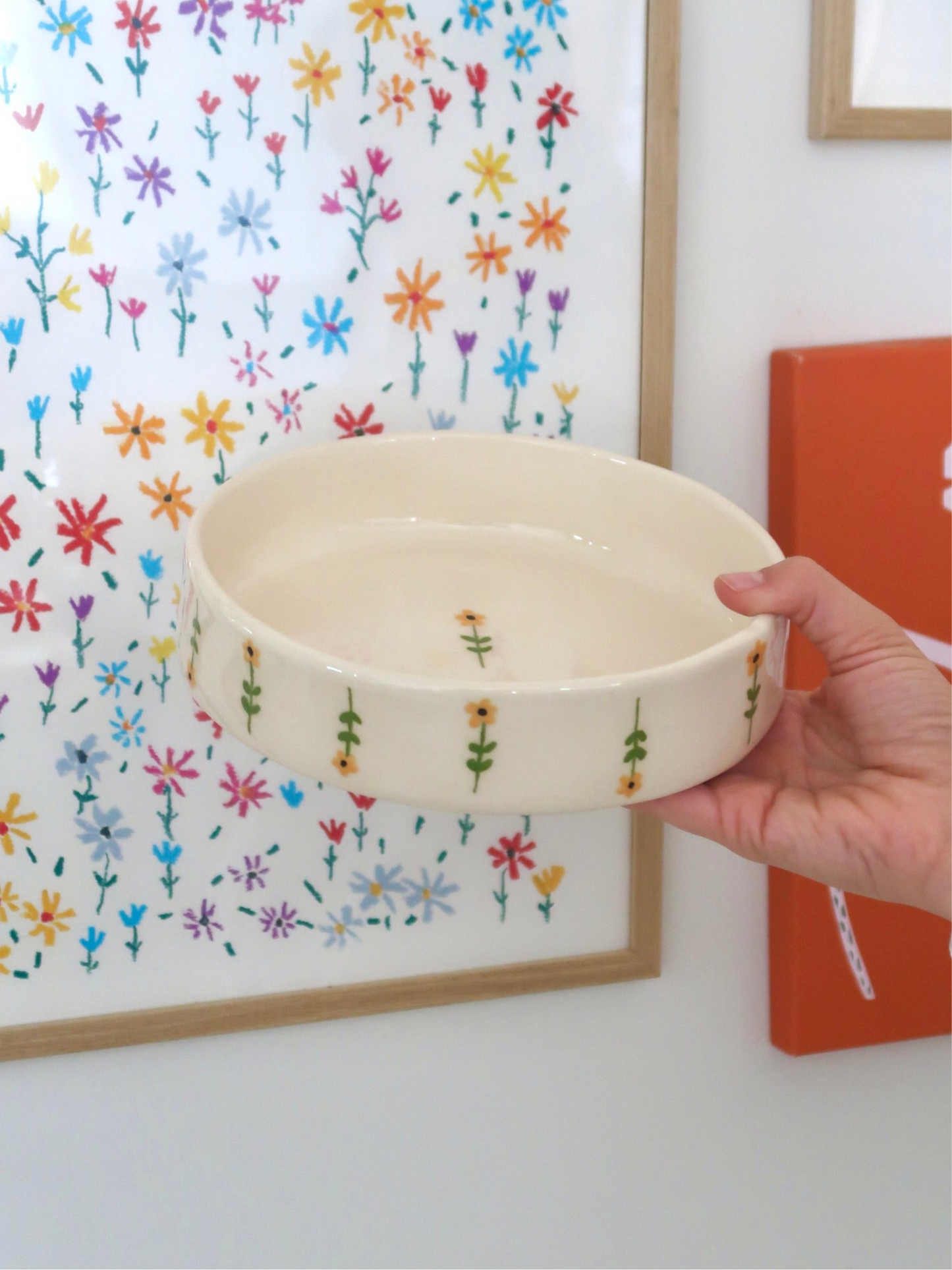 Bowl with yellow flowers - medium size
