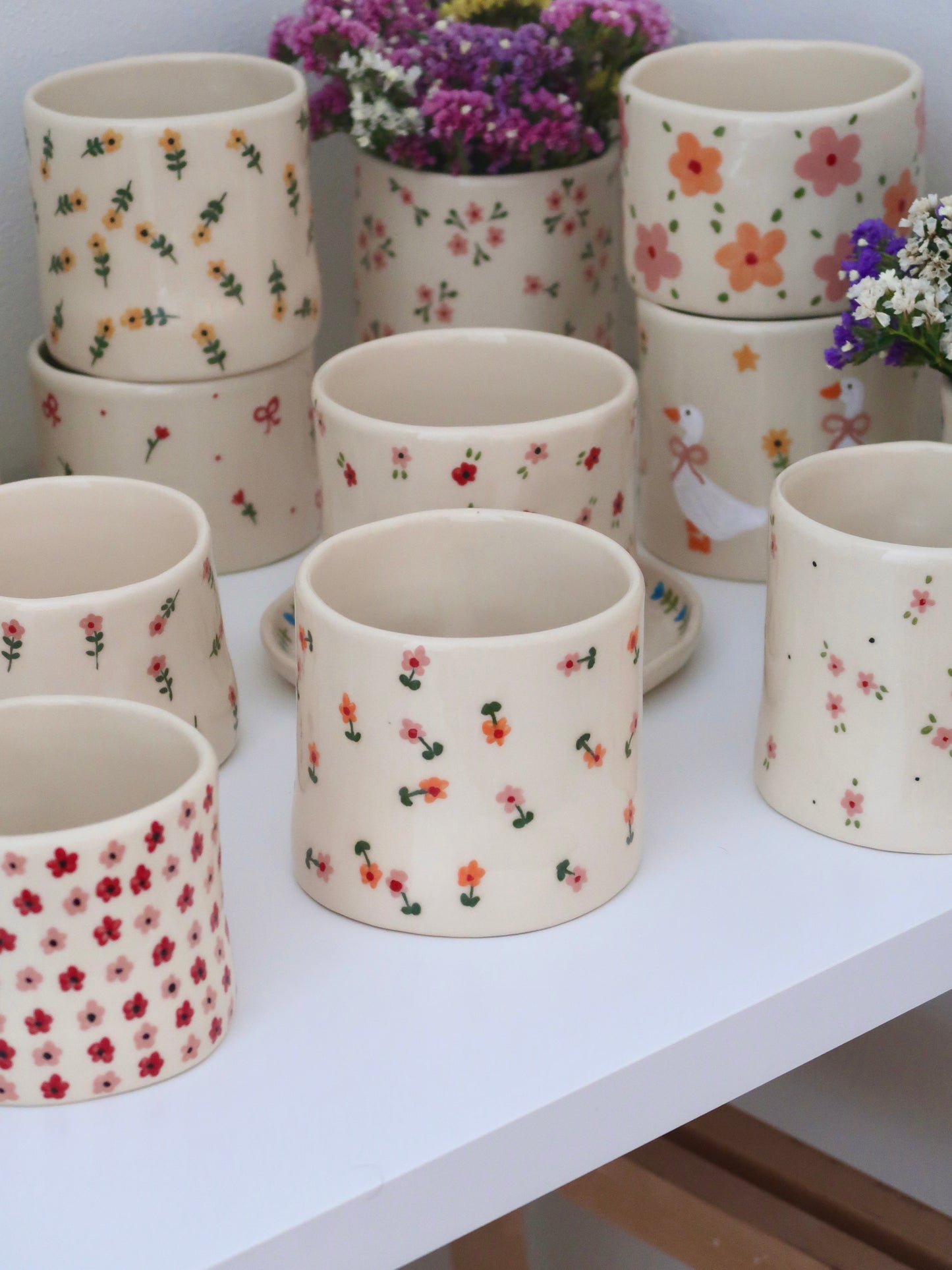 Vase with pink and orange flowers - medium vase