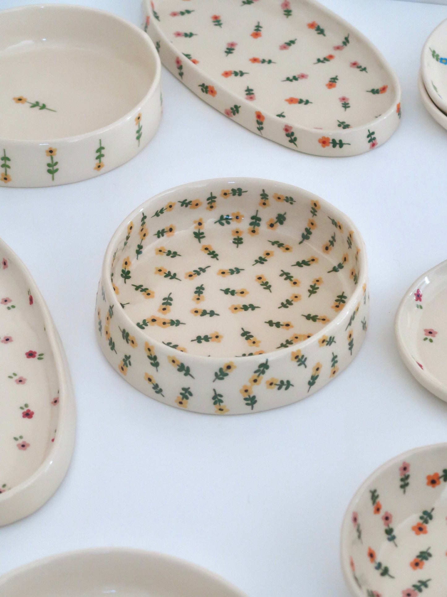 Bowl with yellow flowers - medium size