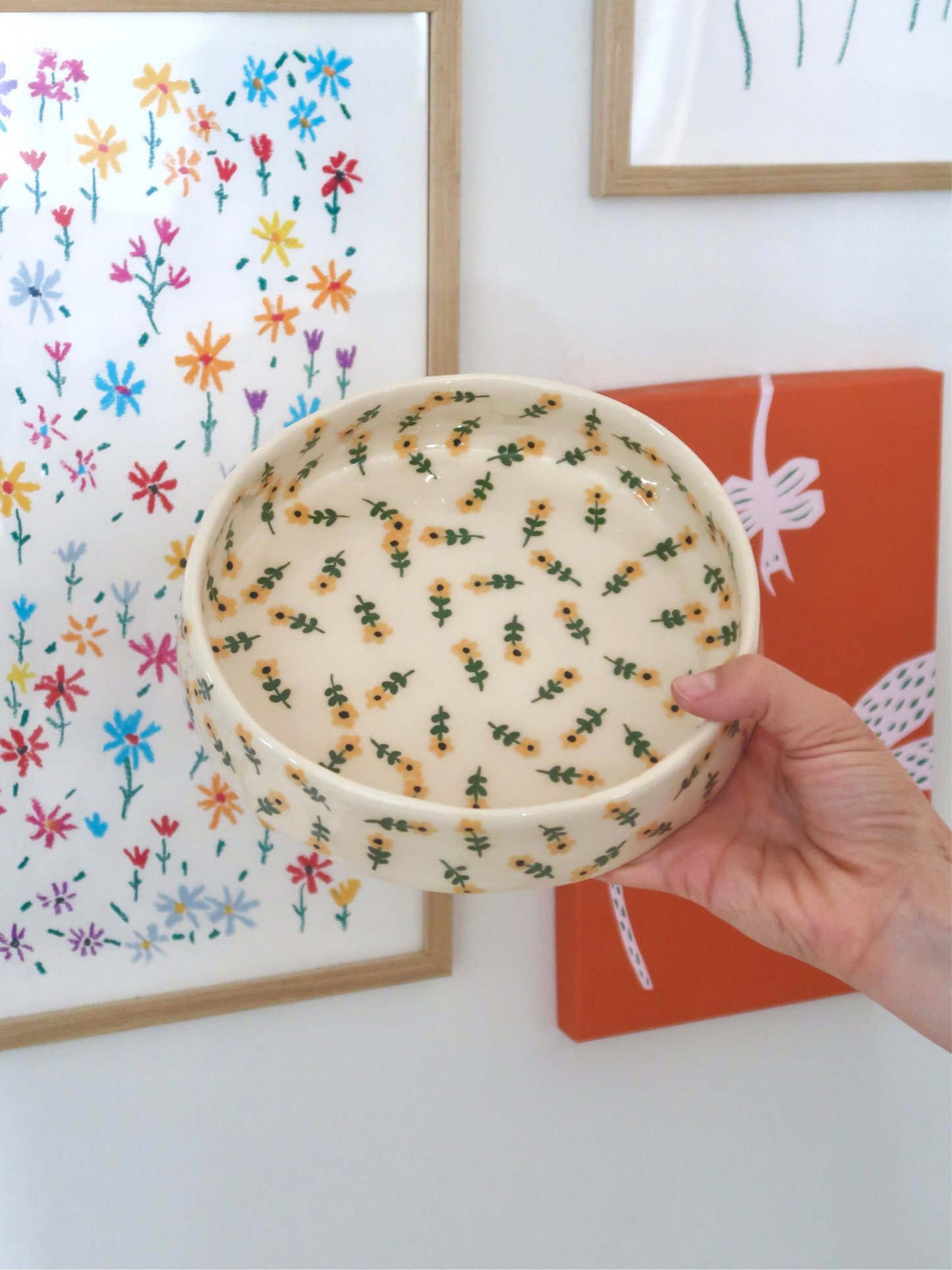 Bowl with yellow flowers - medium size