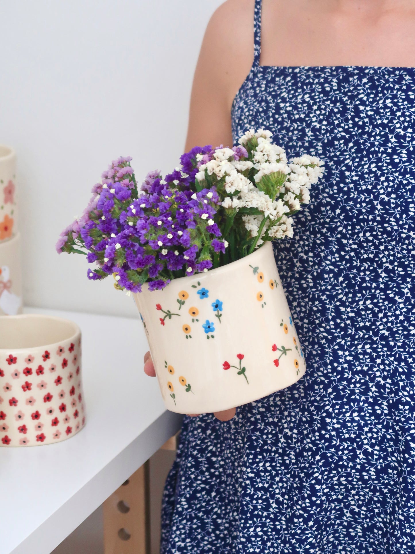 Vase with multicolor flowers - medium size