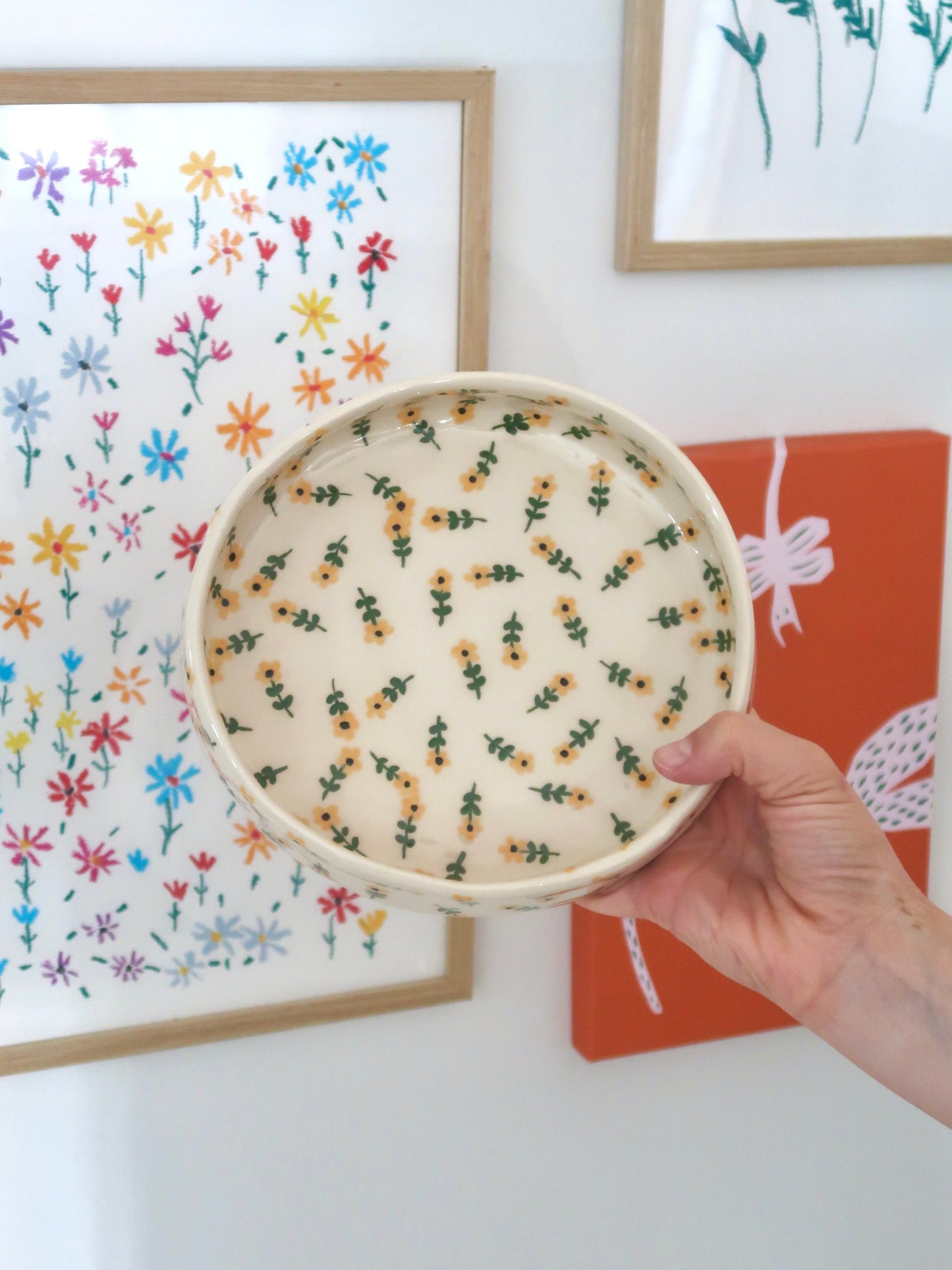 Bowl with yellow flowers - medium size