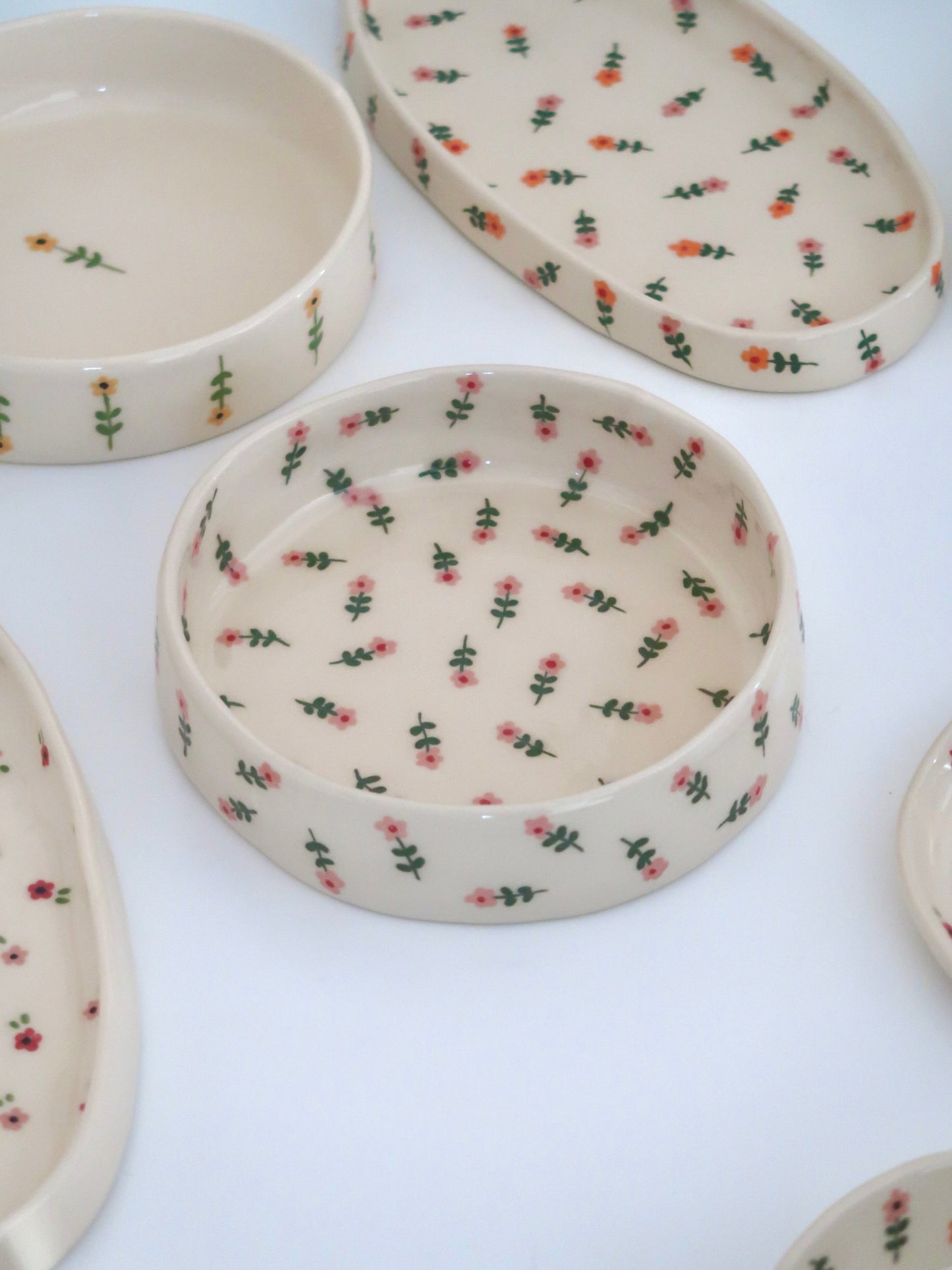 Bowl with pink flowers - medium size