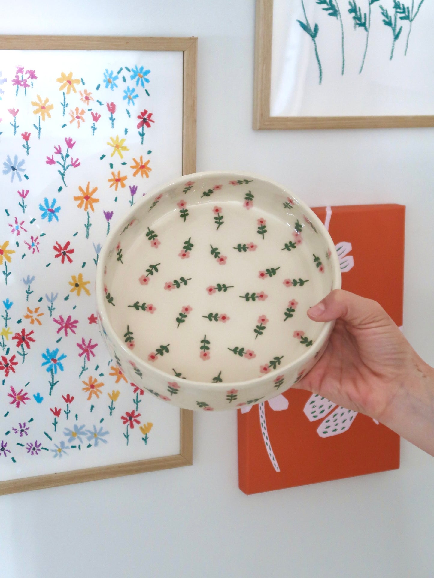 Bowl with pink flowers - medium size