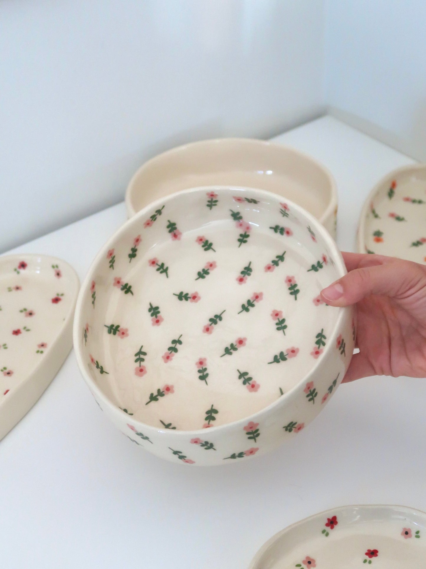 Bowl with pink flowers - medium size