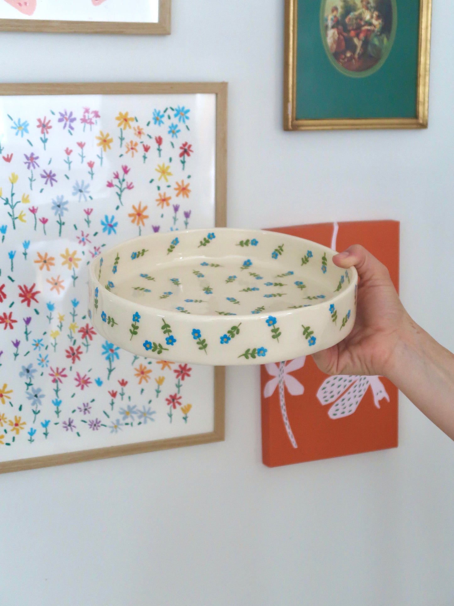 Large bowl with blue flowers