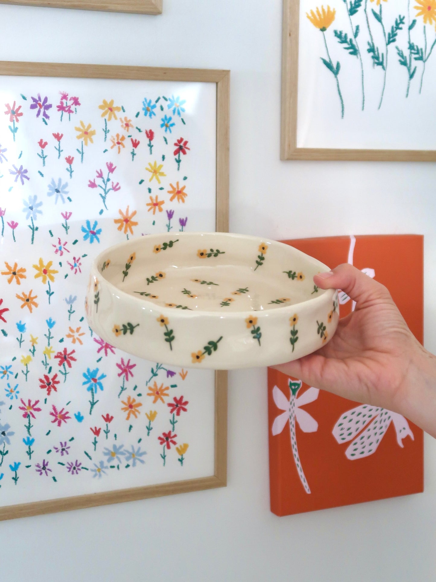 Bowl with yellow flowers - medium size