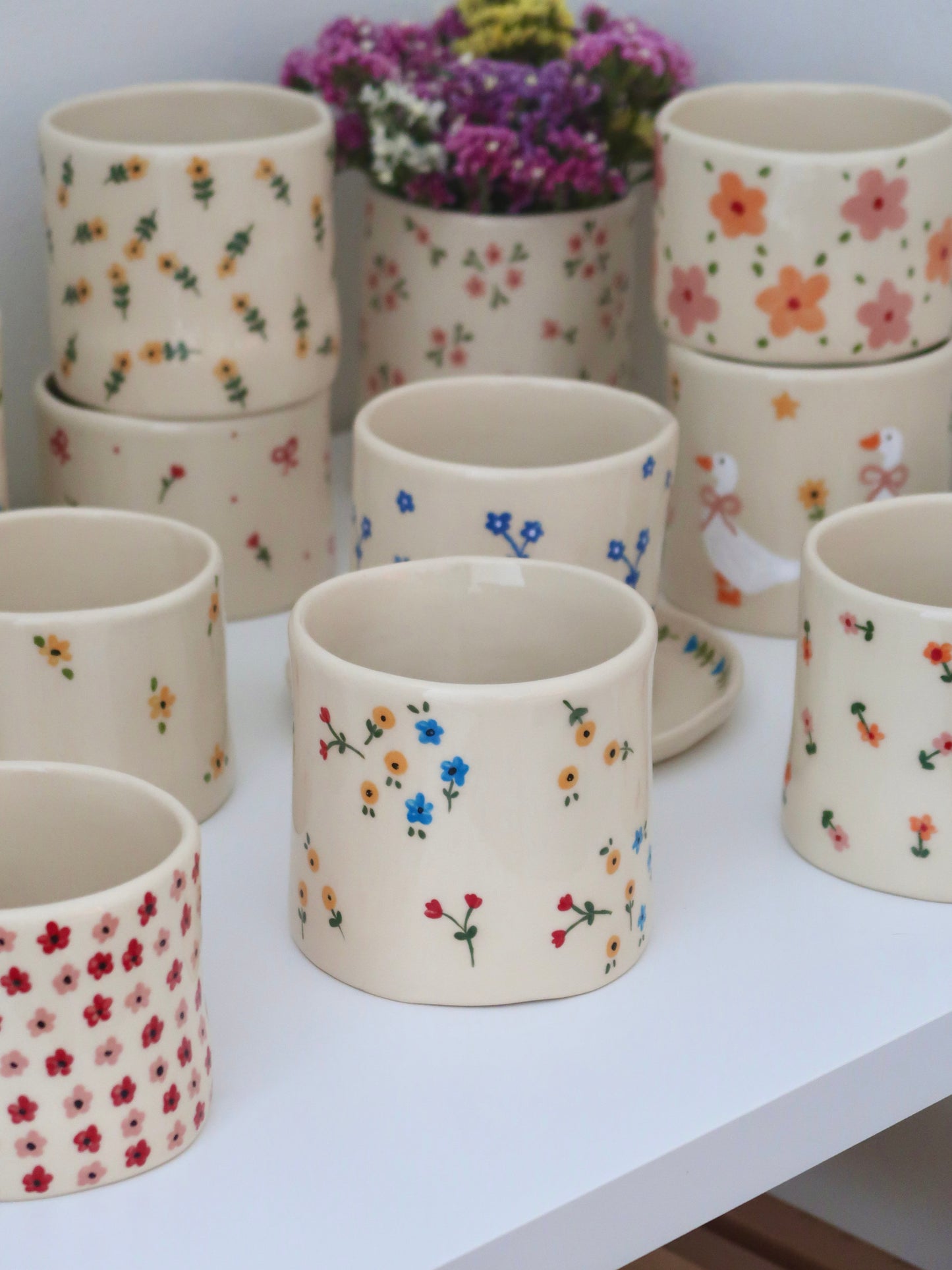 Vase with multicolor flowers - medium size