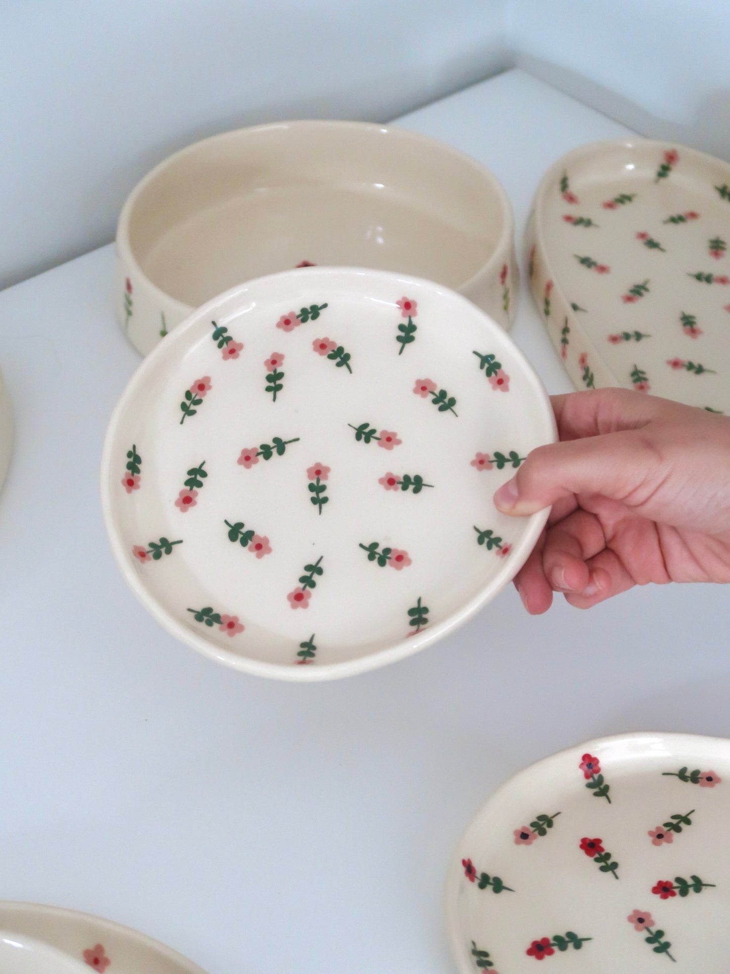 Breakfast/ dessert plate with pink flowers