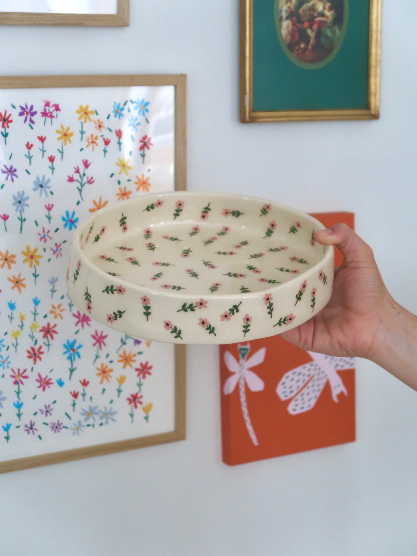 Large bowl with pink flowers
