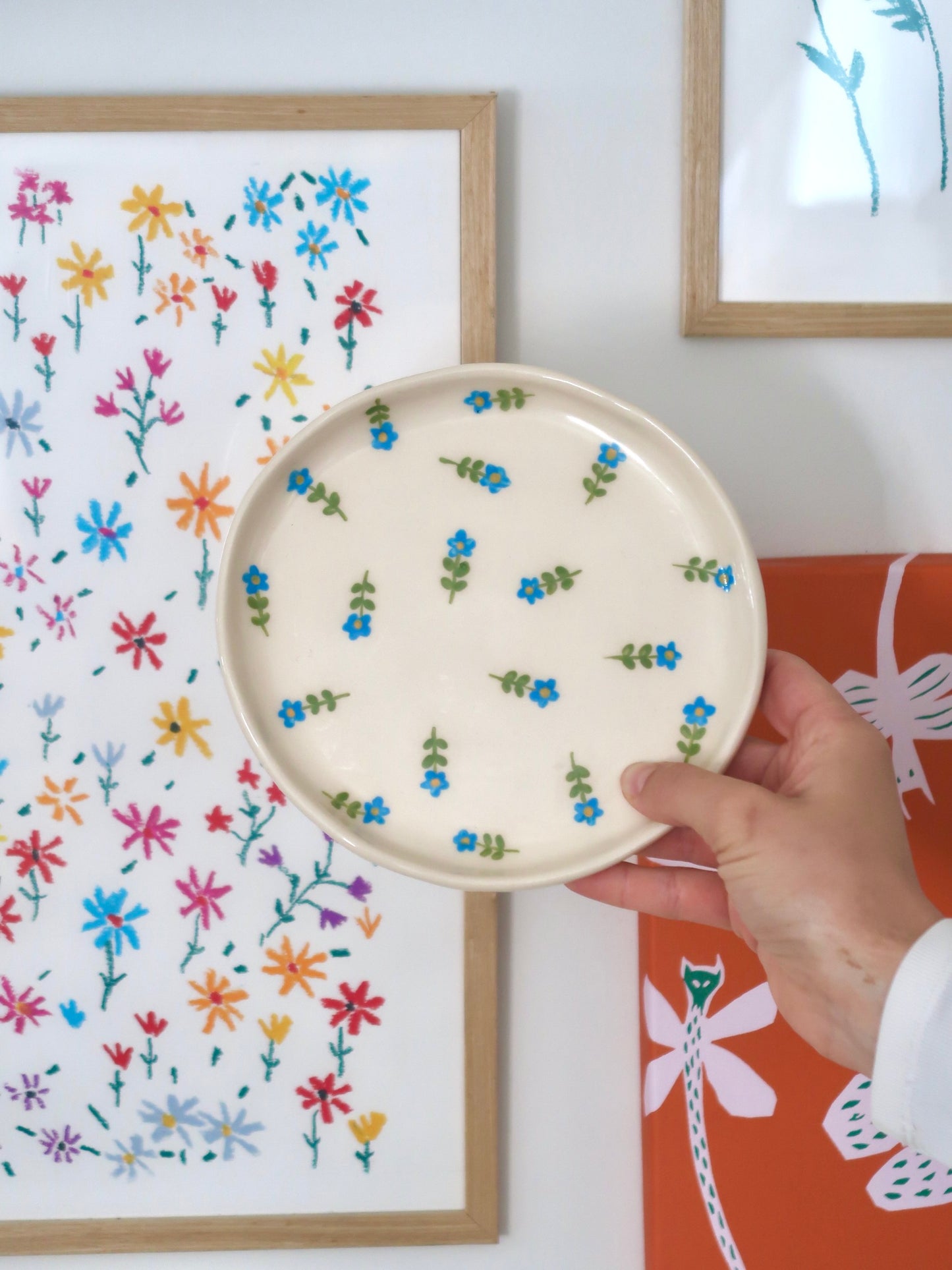 Breakfast/ dessert plate with blue flowers