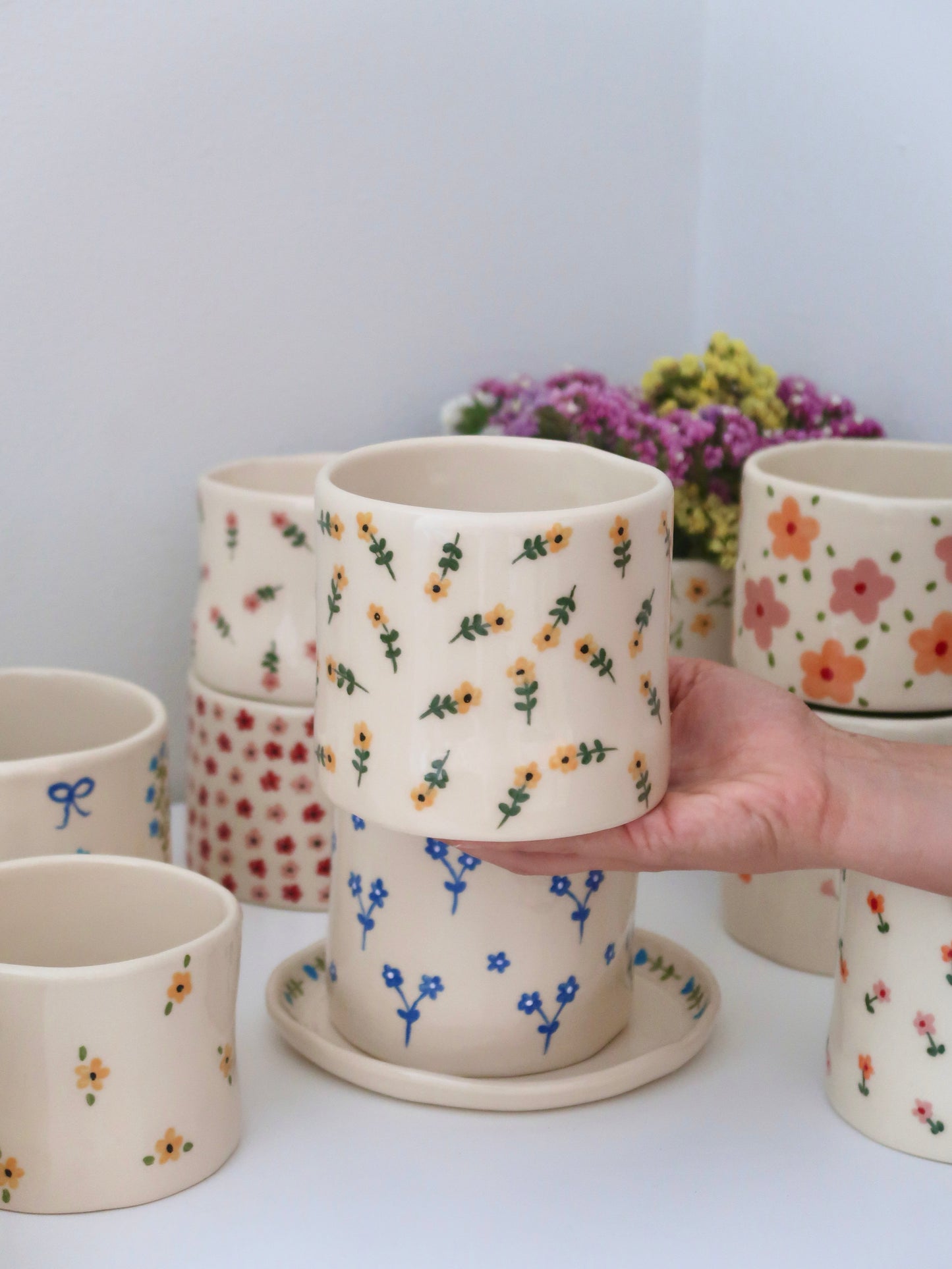 Vase with yellow flowers - medium size