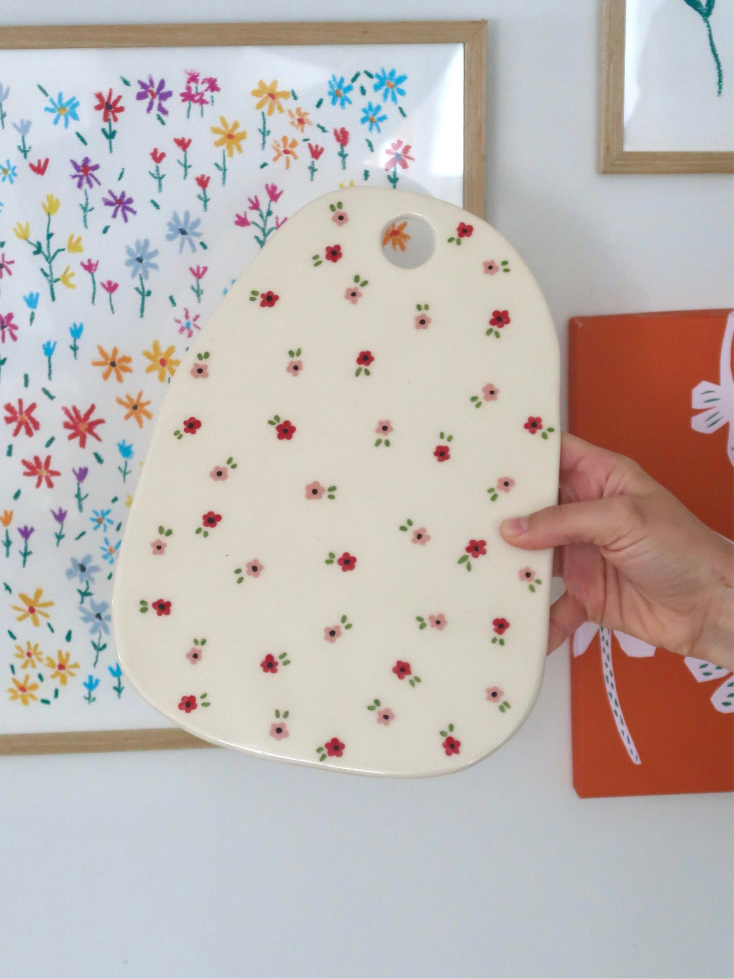 Kitchen Board with pink and red flowers