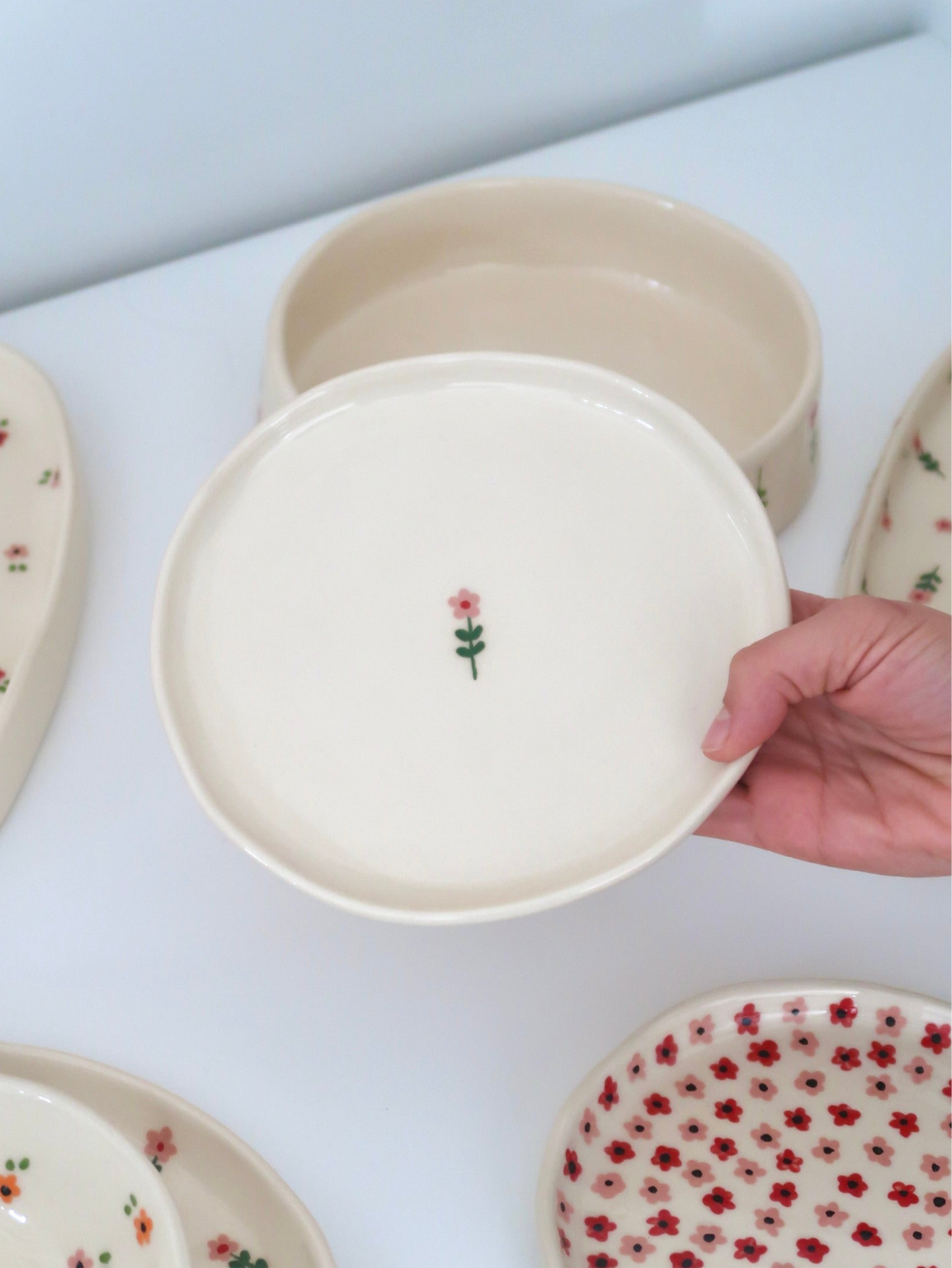 Breakfast/ dessert plate with pink flowers