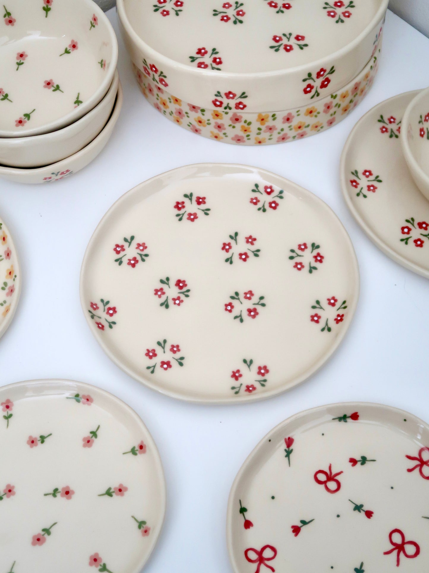 Plate with red flowers