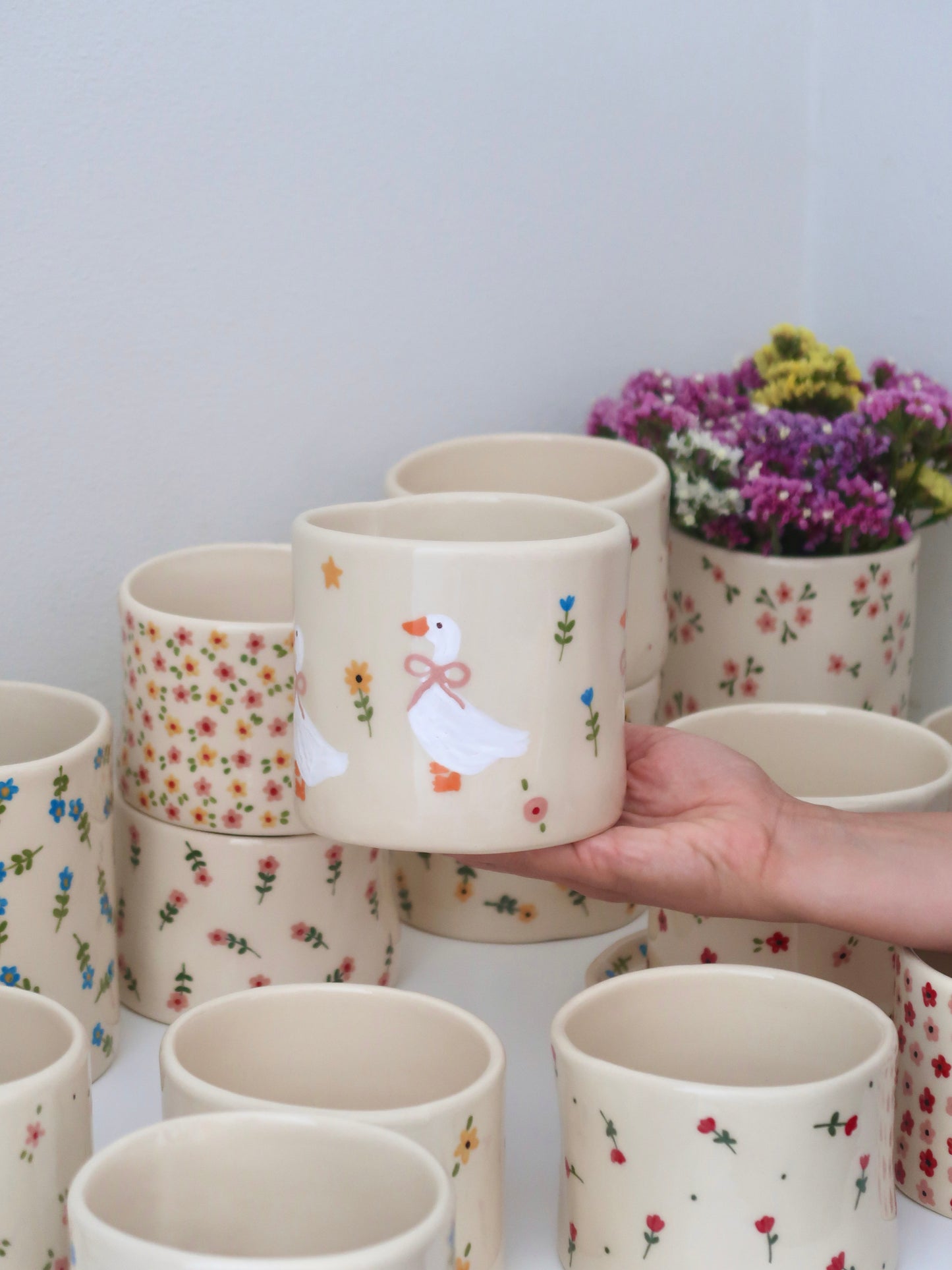 Vase with ducks - medium size