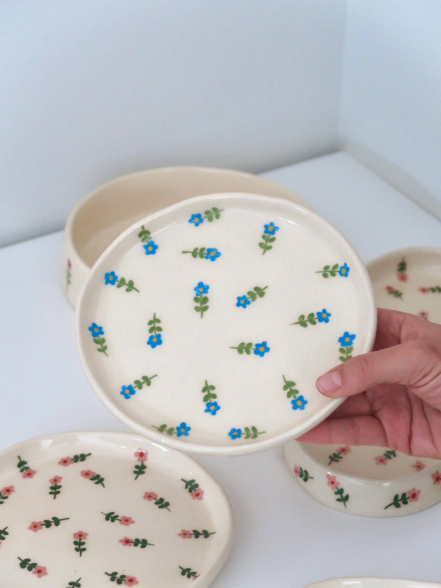 Breakfast/ dessert plate with blue flowers