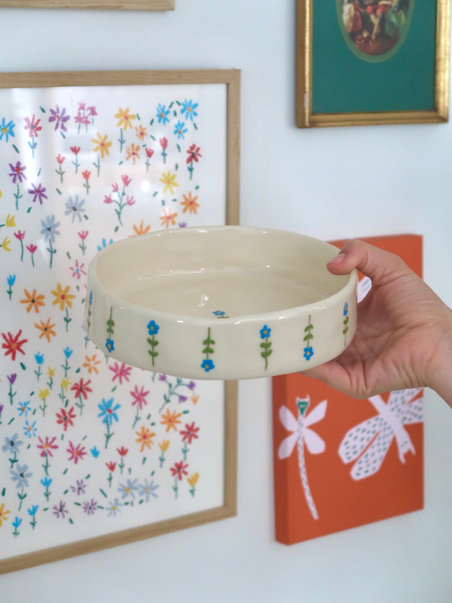 Bowl with blue flowers - medium size
