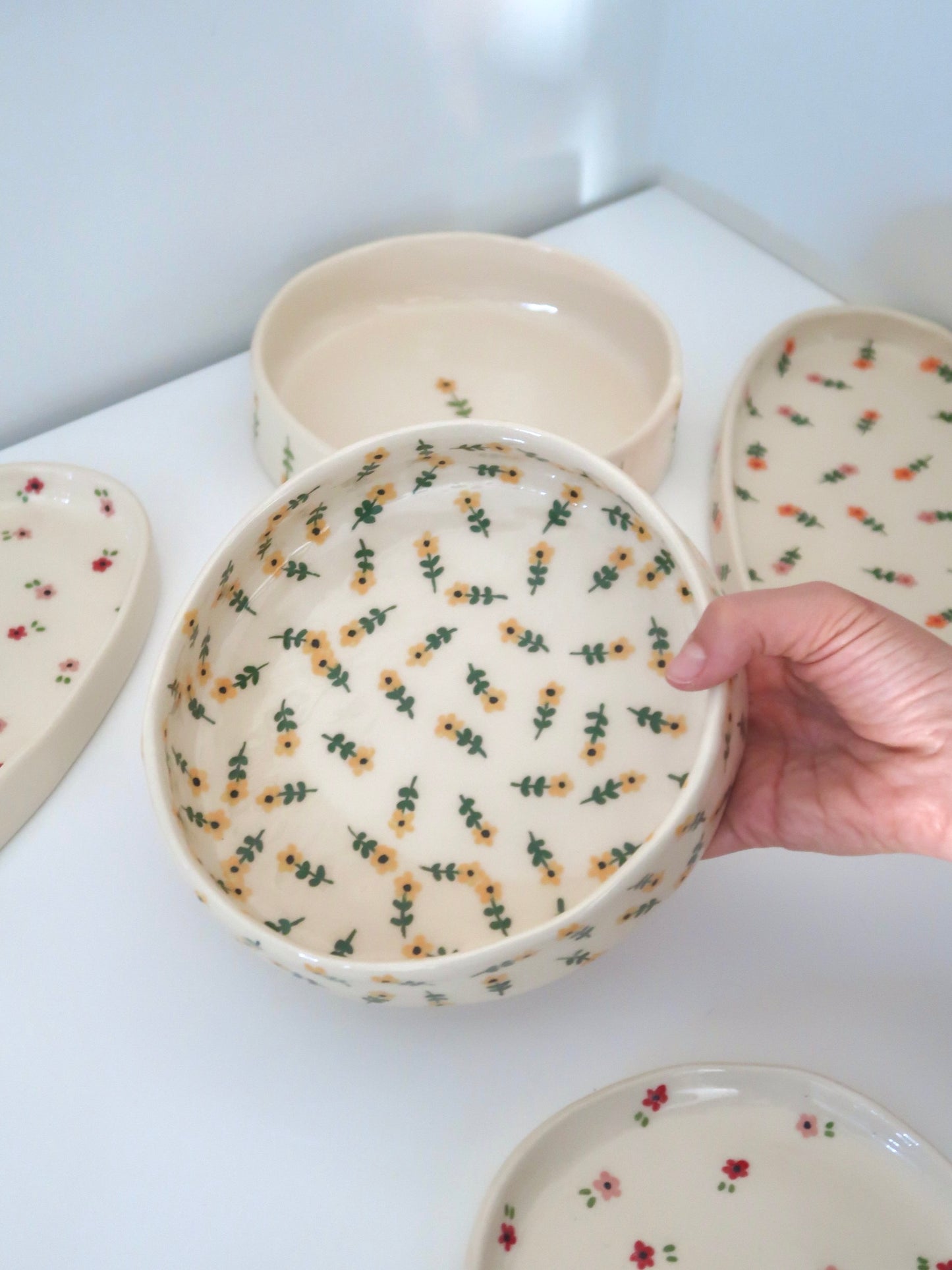 Bowl with yellow flowers - medium size
